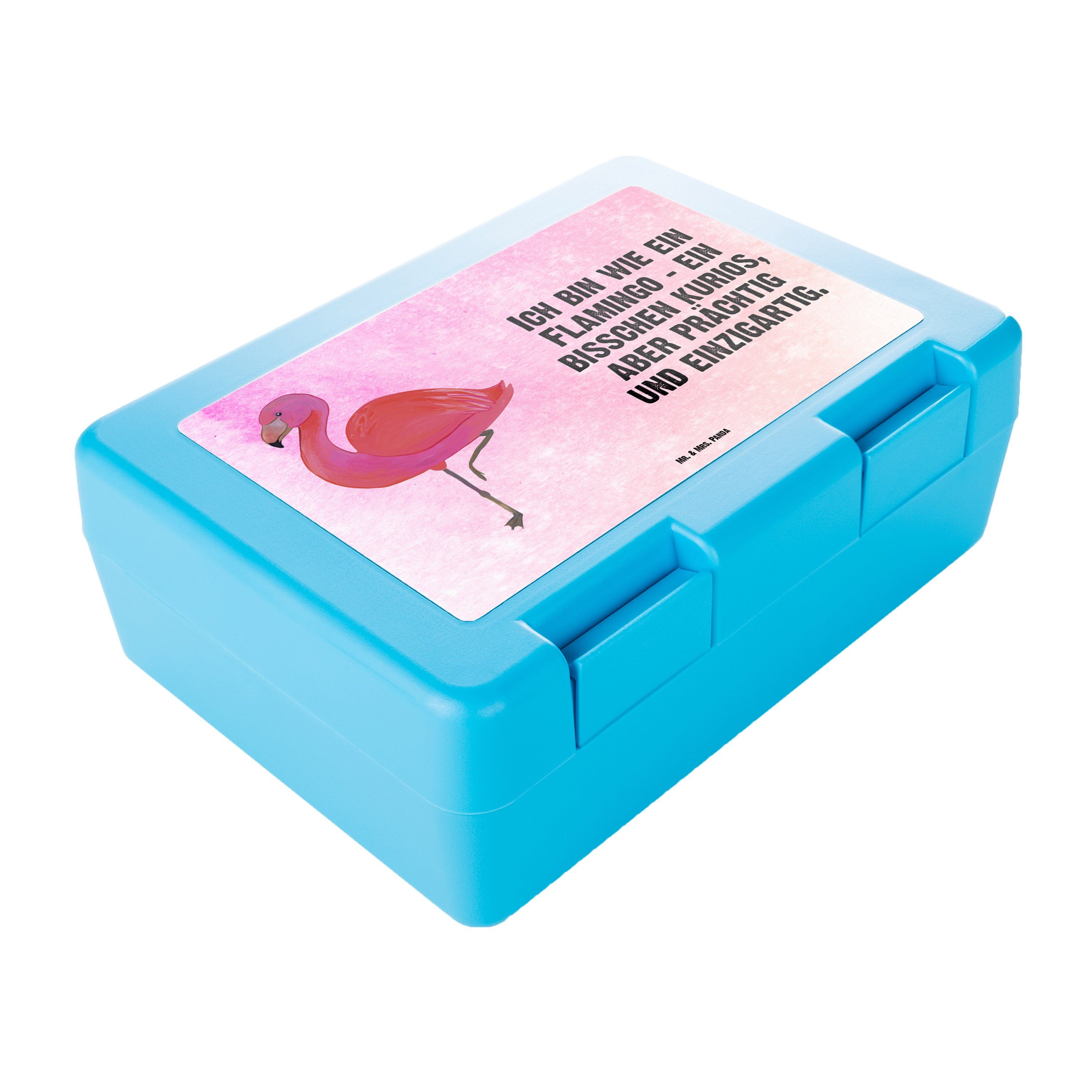 Aquarell & Mrs. - Mr. Flamingo (1-tlg) Premium Geschenk, Panda Pink - Brotbox, Kunststoff, classic Butterdose Butterbrotdose,