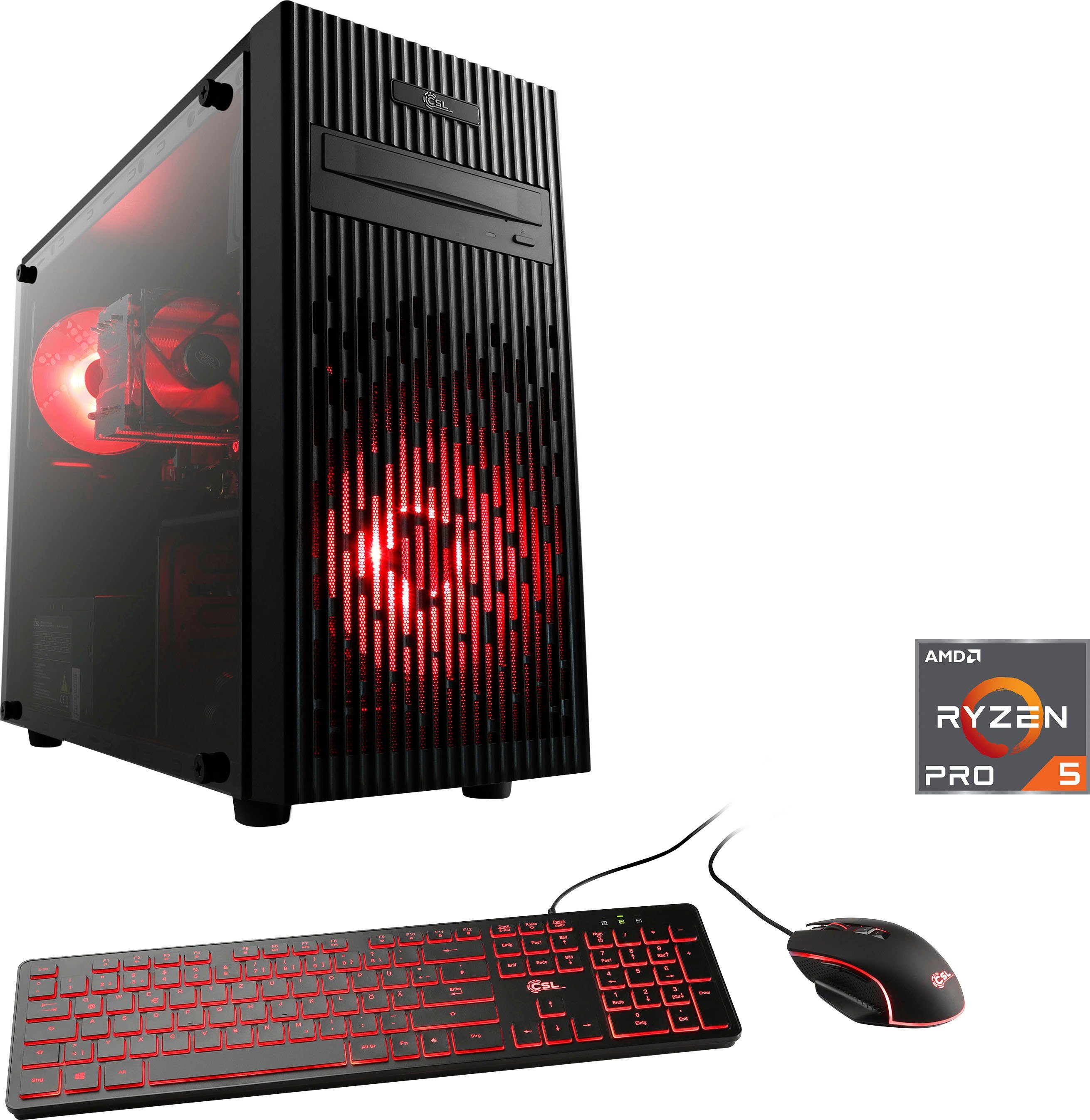 CSL Sprint V28311 Gaming-PC (AMD Ryzen 5 PRO 4650G, Radeon Graphics, 32 GB RAM, 1000 GB SSD, Luftkühlung)