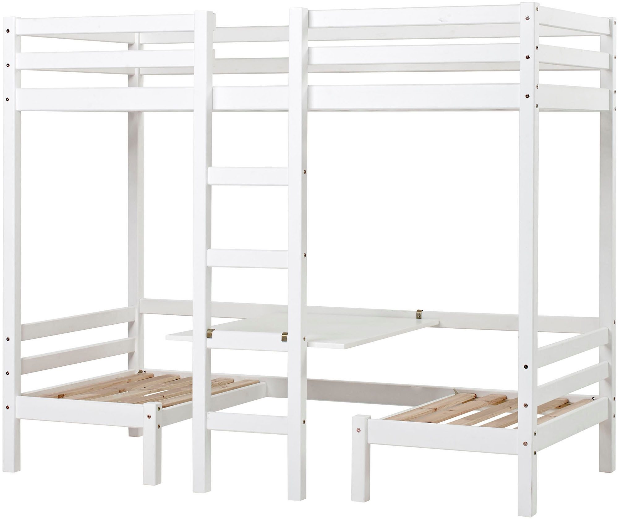 Hoppekids Hochbett ECO Dream JUMBO Kinderbett mit Funktion - Praktisch & flexibel, 90x200 Unteres Bett nutzbar als Bett oder Sitzgruppe. Matratzen in Antrazit.