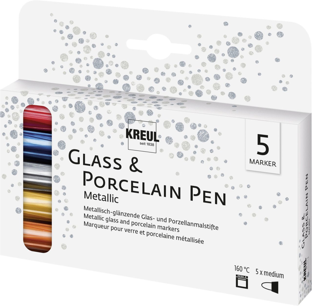 Bastelfarbe Kreul Porzellanmaler metallic 5er Set PorcelainPen