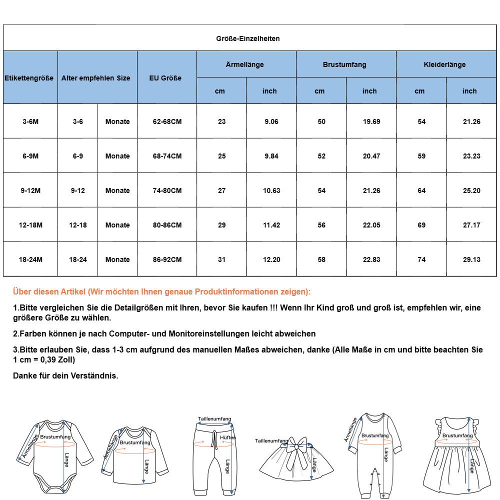 Lapastyle Strampler Langarmkleid für Baby Mädchen, süßes Kleid mit Hasen-Drucken (Set, 2-tlg) Babykleidung outfits set, bodysuit mit süße Drucke, Freizeitanzug