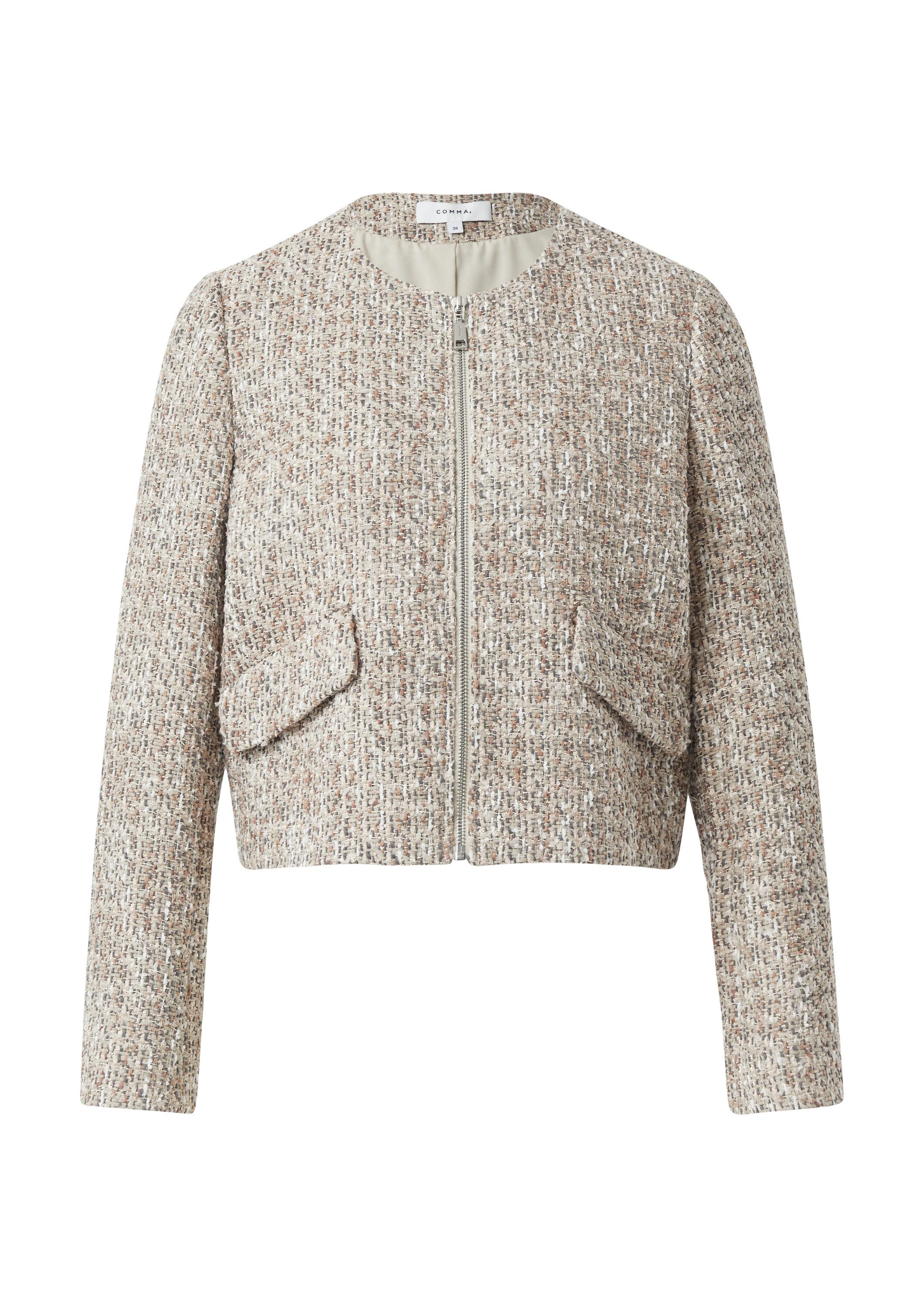 comma Funktionsjacke Indoor-Jacke Fancy Tweed Jacke mit Reißverschluss günstig online kaufen