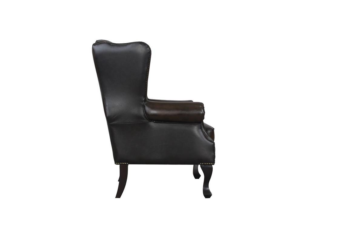 Salottini Chesterfield-Sessel Edler Chesterfield Ohrensessel Dunhill Ledersessel grün VOLLLEDER, Mit Hocker