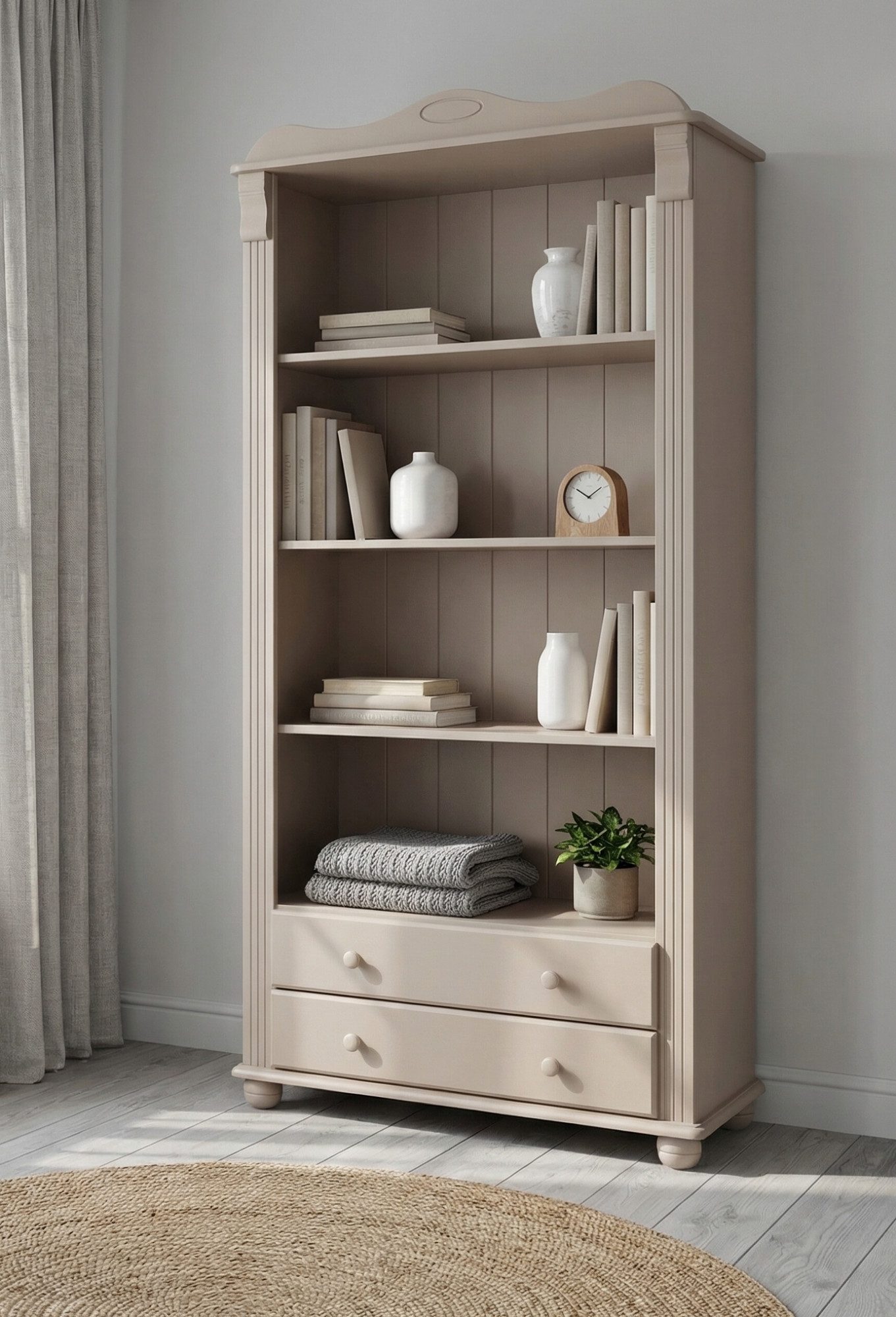OTTO home Bücherregal Adele, Standregal, Regal, aus massiver Kiefer, Breite 92 cm, mit 2 Schubladen, FSC®
