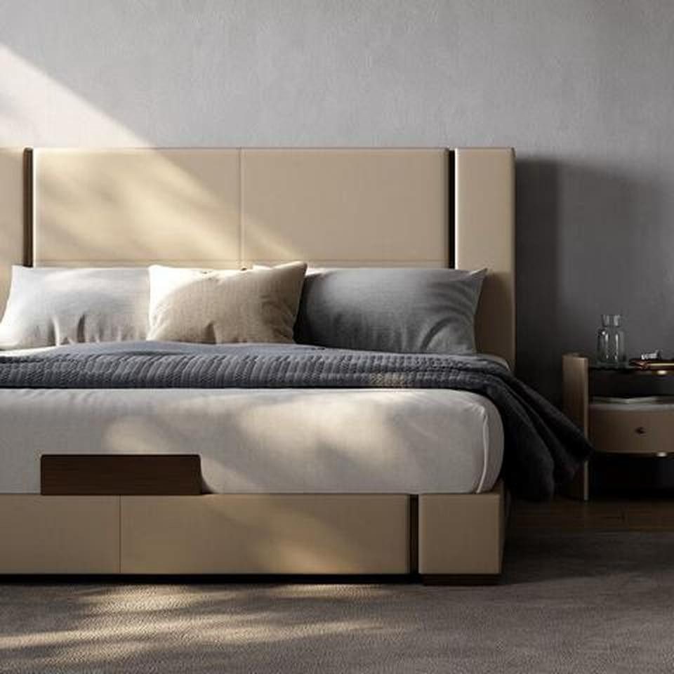 JVmoebel Polsterbett Beiges Polsterbett mit hochwertiger Polsterung und modernem Design, Made in Europe