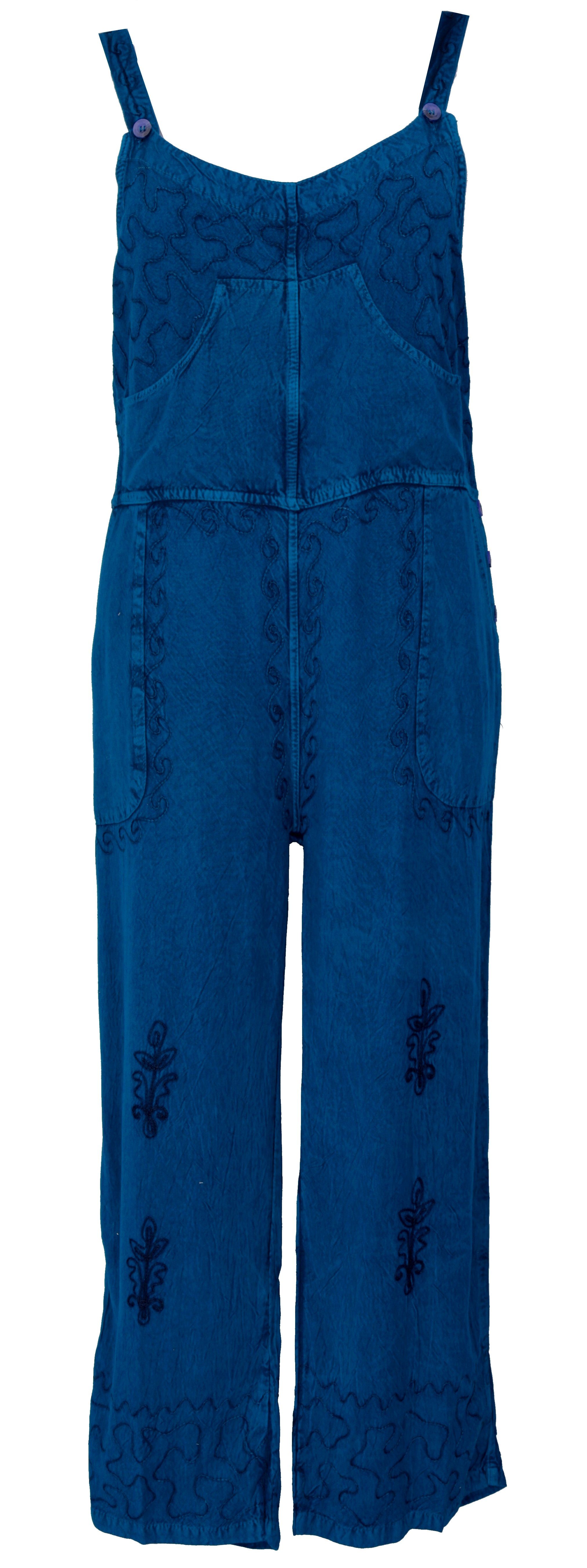 Hose, Boho bestickter Relaxhose Overall Bekleidung alternative -.. Latzhose, Guru-Shop jeansblau