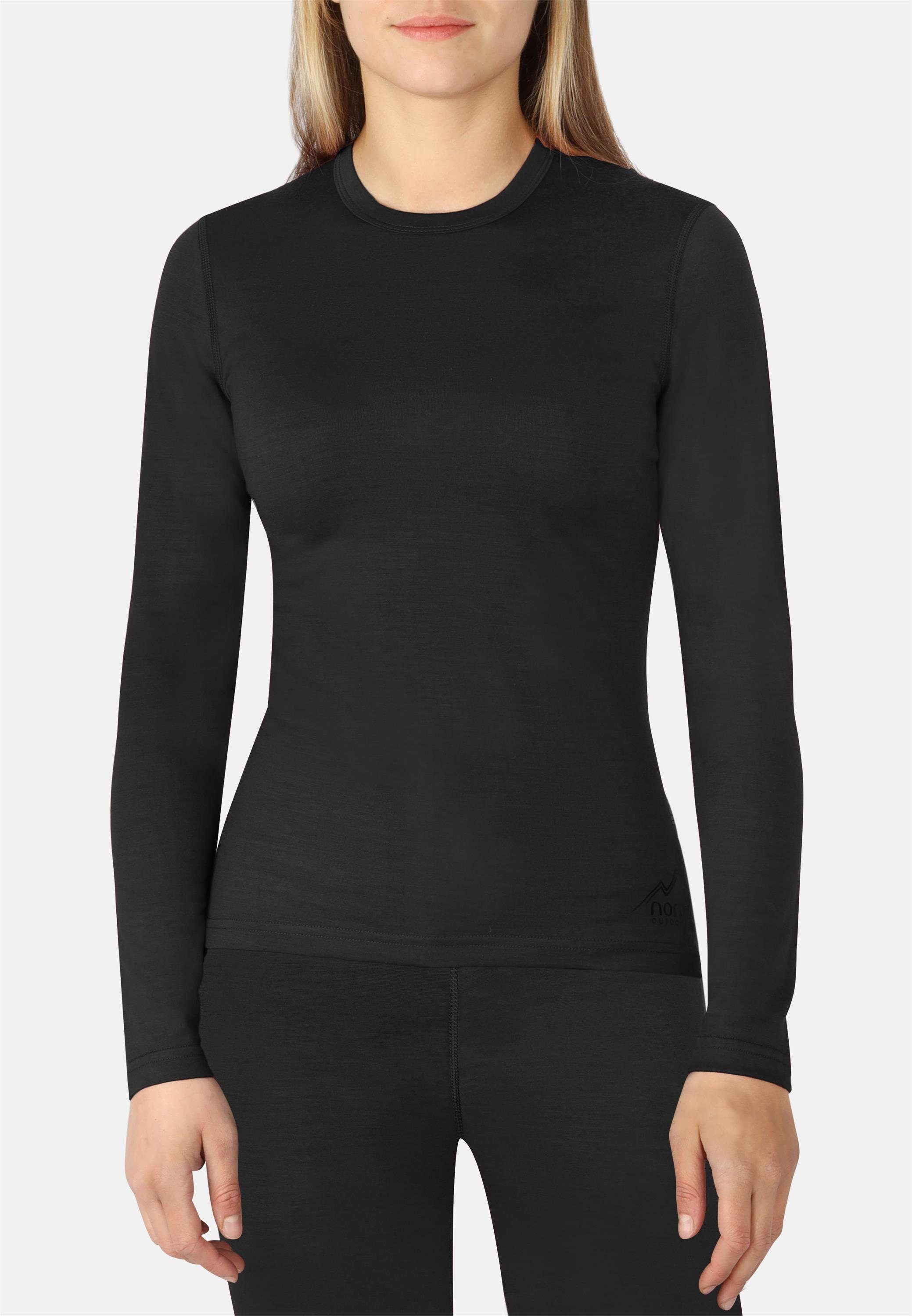 normani Langarmshirt Damen Merino Langarm-Shirt Mandurah Ski-Unterwäsche Rundhals Merino Pullover Unterhemd - 100 % Merinowolle