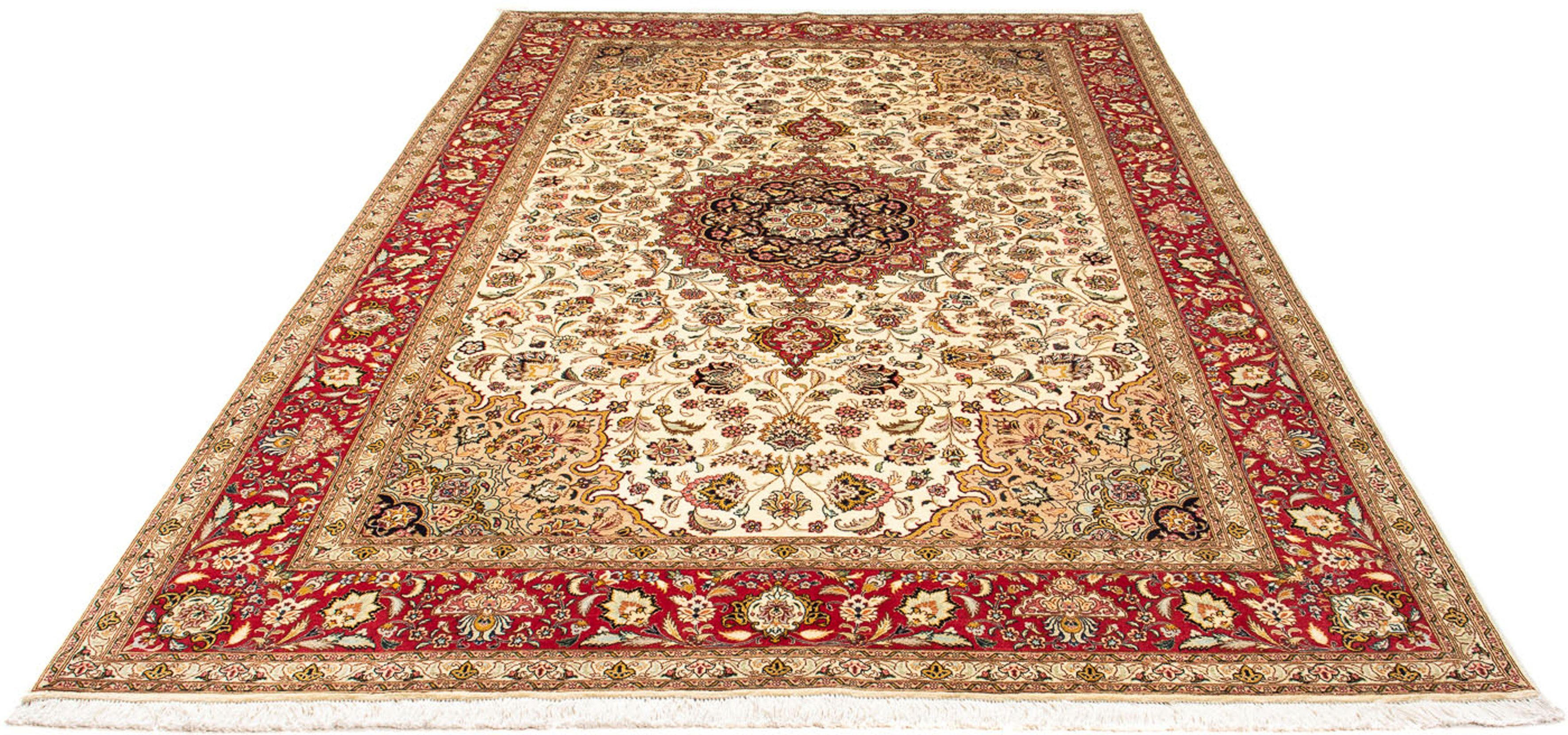 Orientteppich Perser - Täbriz - Royal - 294 x 200 cm - beige, morgenland, rechteckig, Höhe: 7 mm, Wohnzimmer, Handgeknüpft, Einzelstück mit Zertifikat