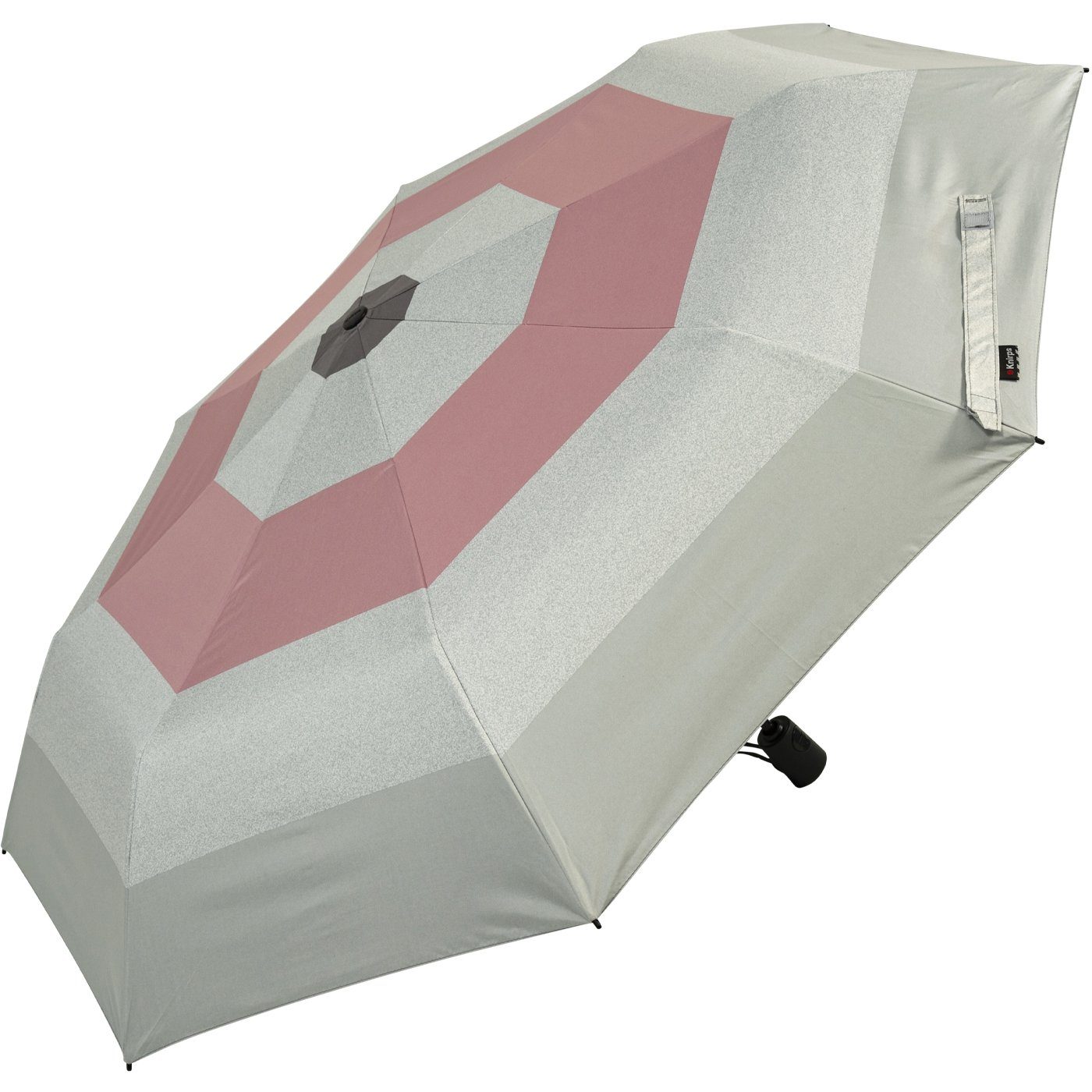 Damen-Taschenschirm A.200 rosa: UV-Schutz, zu 95% Auf-Zu-Automatik, Popy bis grau-rosa Taschenregenschirm Hitze-Schutz mit Knirps® 40%