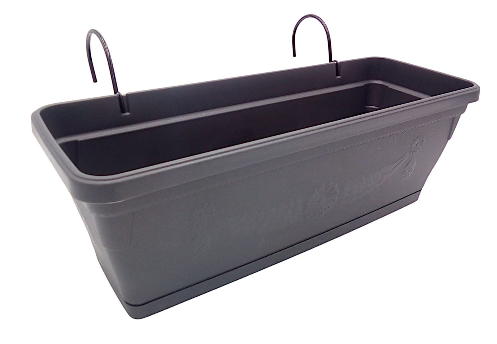 Stefanplast Pflanzkübel Balkonkasten anthrazit 50cm mit Halterung Blumenkasten Pflanzkasten