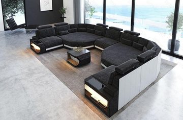 Sofa Dreams Wohnlandschaft Asti HX, Webstoff Strukturstoff, XXL U Form Stoffsofa mit LED, USB-Anschluss, Designersofa