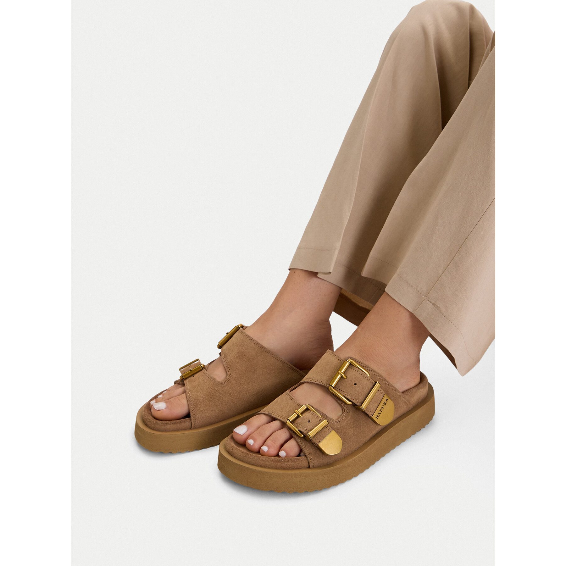 Badura Badura Damen Flip-Flops Beige Badepantolette