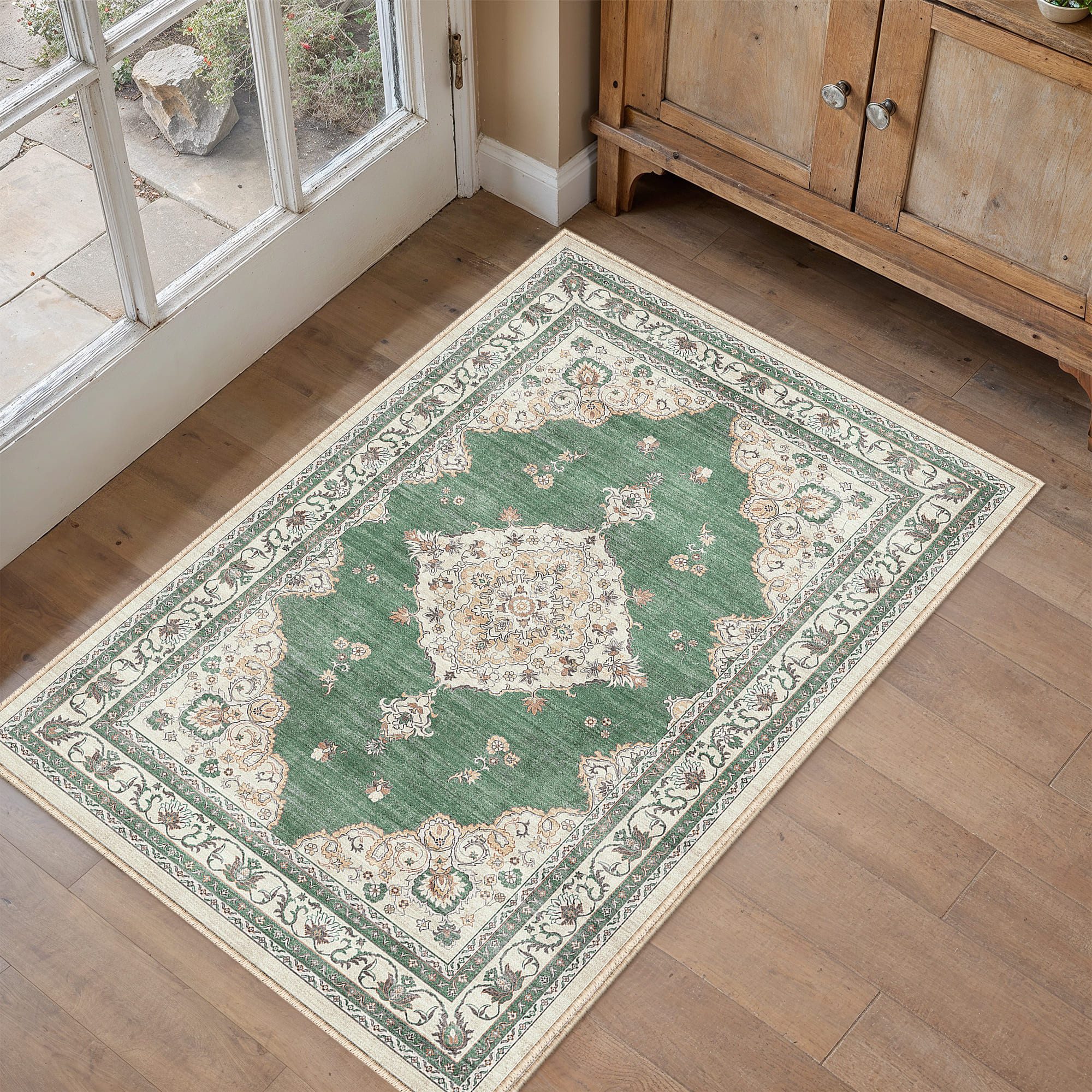 PURECOZY Teppich Vintage Design, Rutschfest, Waschbar, Abstrakt, Rechteckig, rechteckig, Höhe: 6.1 mm, Geeignet für verschiedene Innenräume, 60x90cm