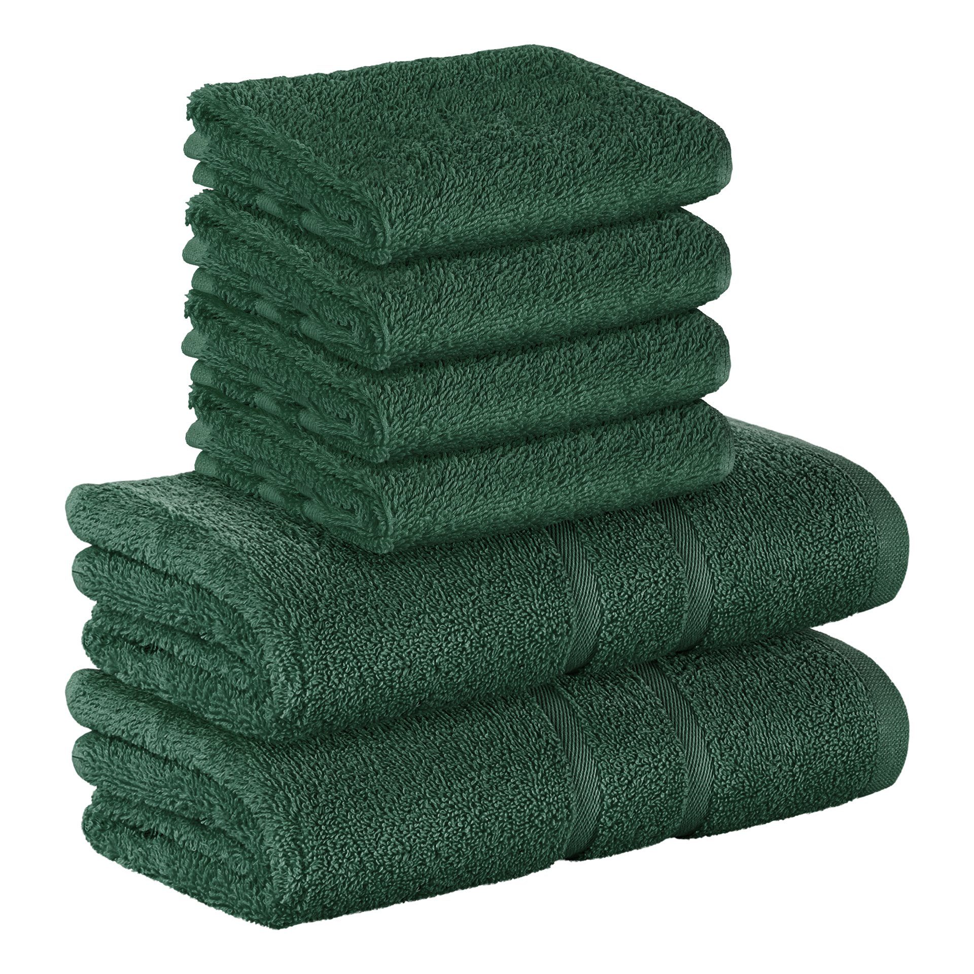 StickandShine Handtuch Set 4x Gästehandtuch 2x Handtücher als SET in verschiedenen Farben (6 Teilig) 100% Baumwolle 500 GSM Frottee 6er Handtuch Pack, (Sparset), 100% Baumwolle 500 GSM Dunkelgrün