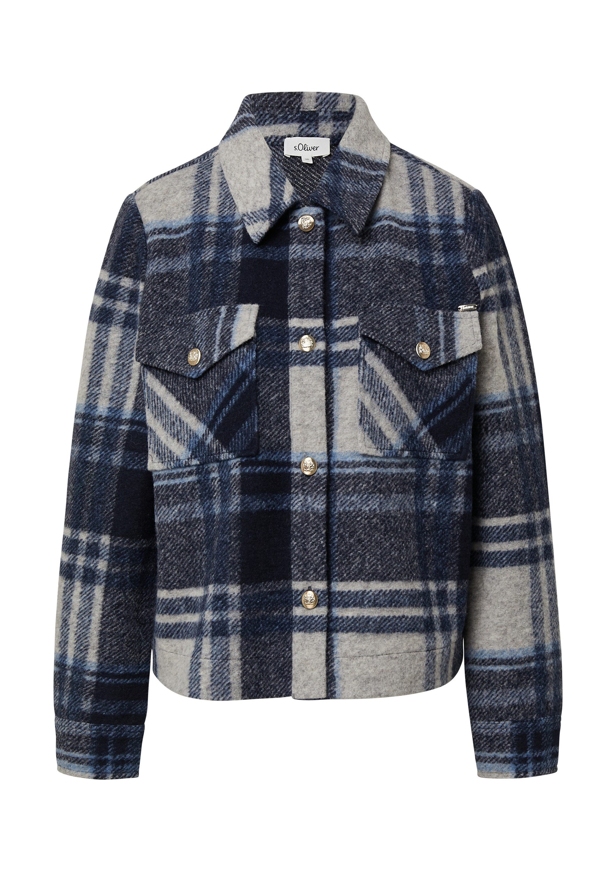 s.Oliver Hemdjacke Indoor-Jacke Leichte Wollmix-Jacke mit aufgesetzten Tasc günstig online kaufen