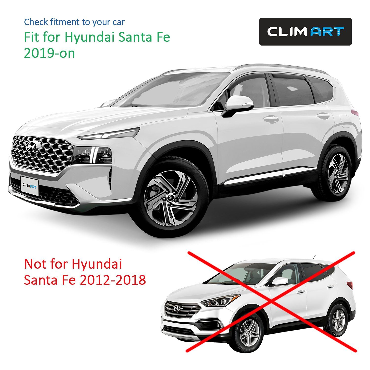 (1 ART SUV Art CLIM St) Fe Hyundai für Auto-Fußmatte Santa 2019-2023 Clim mit Windabweiser