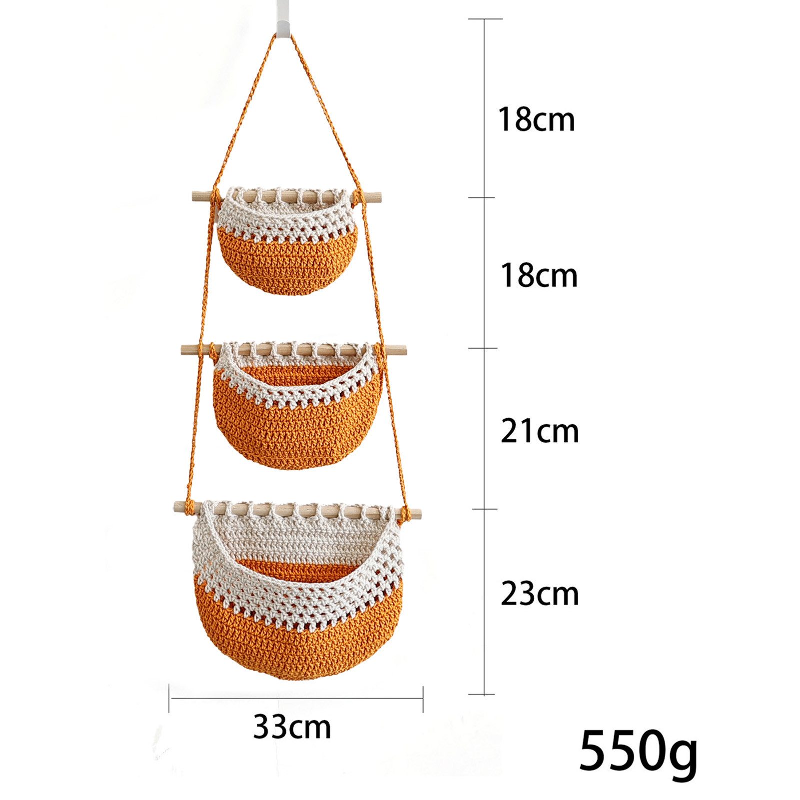 Jumpeak Hängeaufbewahrung Obstkorb Hängend 3 Etagen,Hängekörbe,Wandhängetas günstig online kaufen