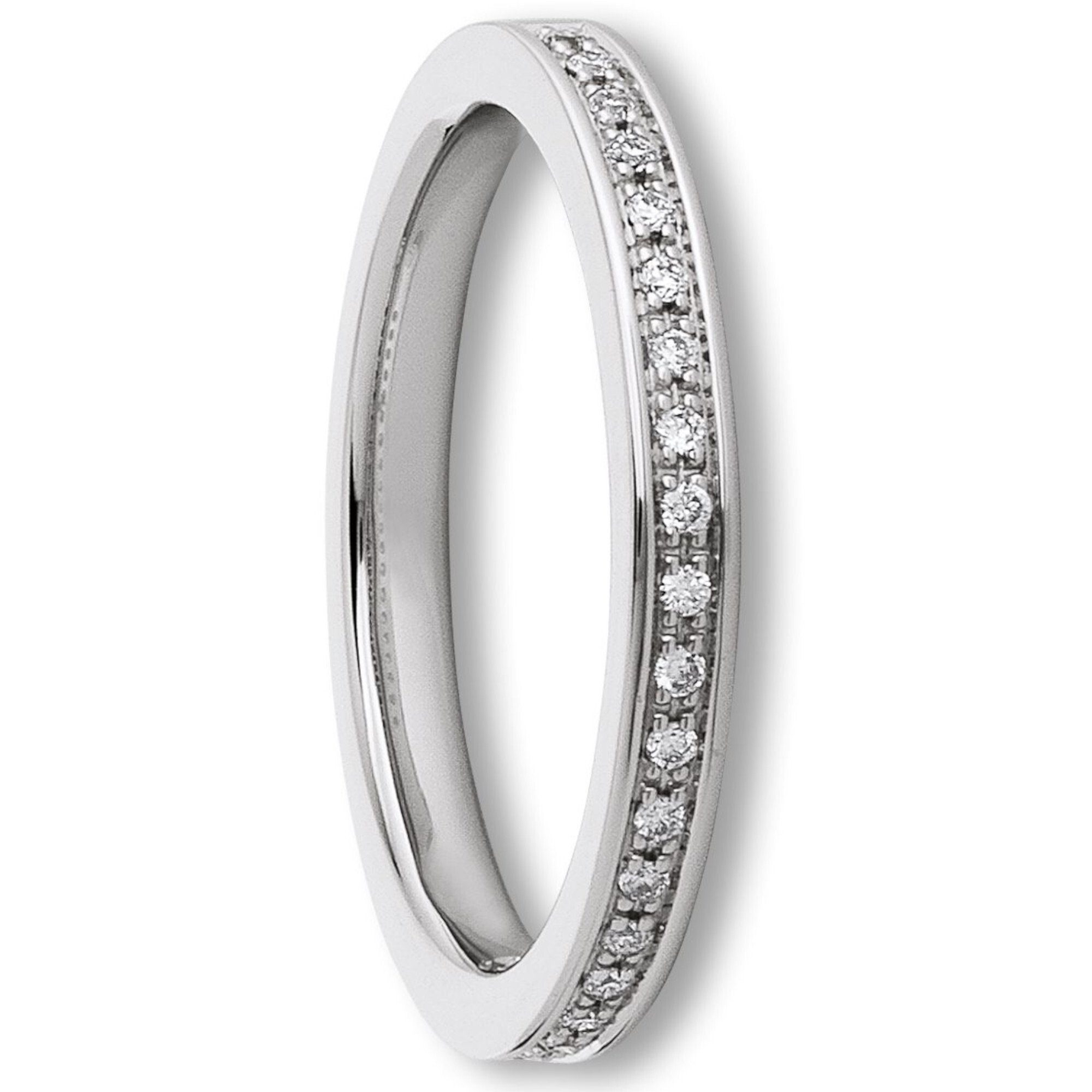 Schmuck Ring 585 Gold ct ELEMENT aus Damen Brillant 0.1 Diamant ONE Weißgold, Diamantring