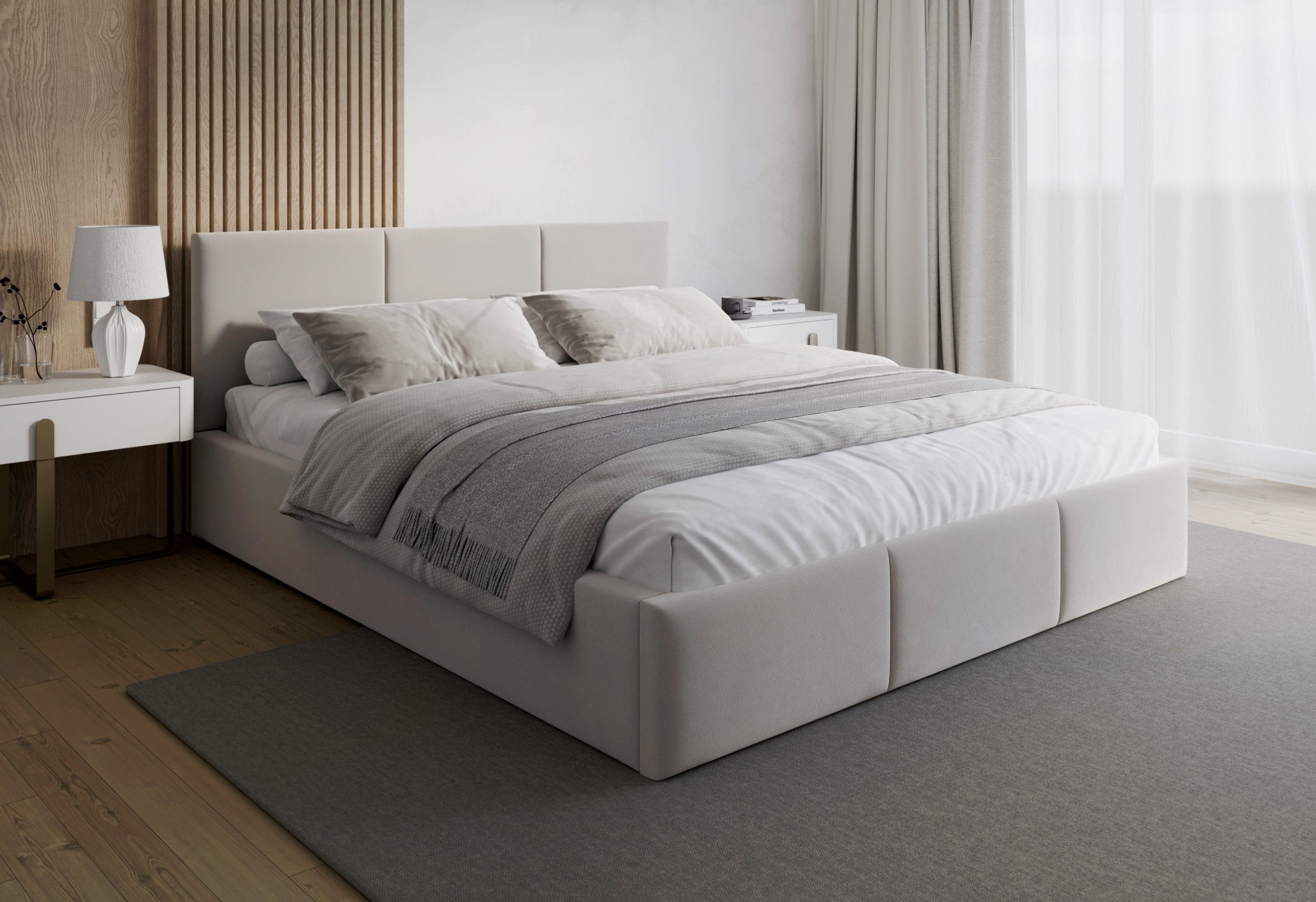 FDM Polsterbett BELORA modern mit Bettkasten MADE IN EU - mit Trinity Velours Bezug (verfügbar 90x200 120x200 140x200 160x200 180x200cm, Bettrahmen, Bett, mit großen gepolsterten Kopfteil, mit Bettkasten zum aufklappen), Hebbarer Metallrahmen, Bettkasten, mit/ohne Matratze