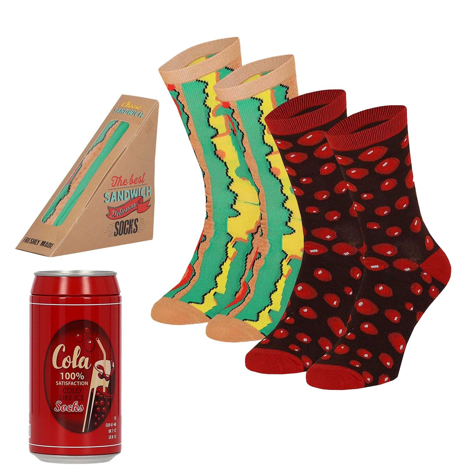 Apollo Socken FAST FOOD in origineller Verpackung in Größe 41/46 (2-Paar) originell verpackt, Doppelpack Socken-Menü, Geburtstag, Vatertag