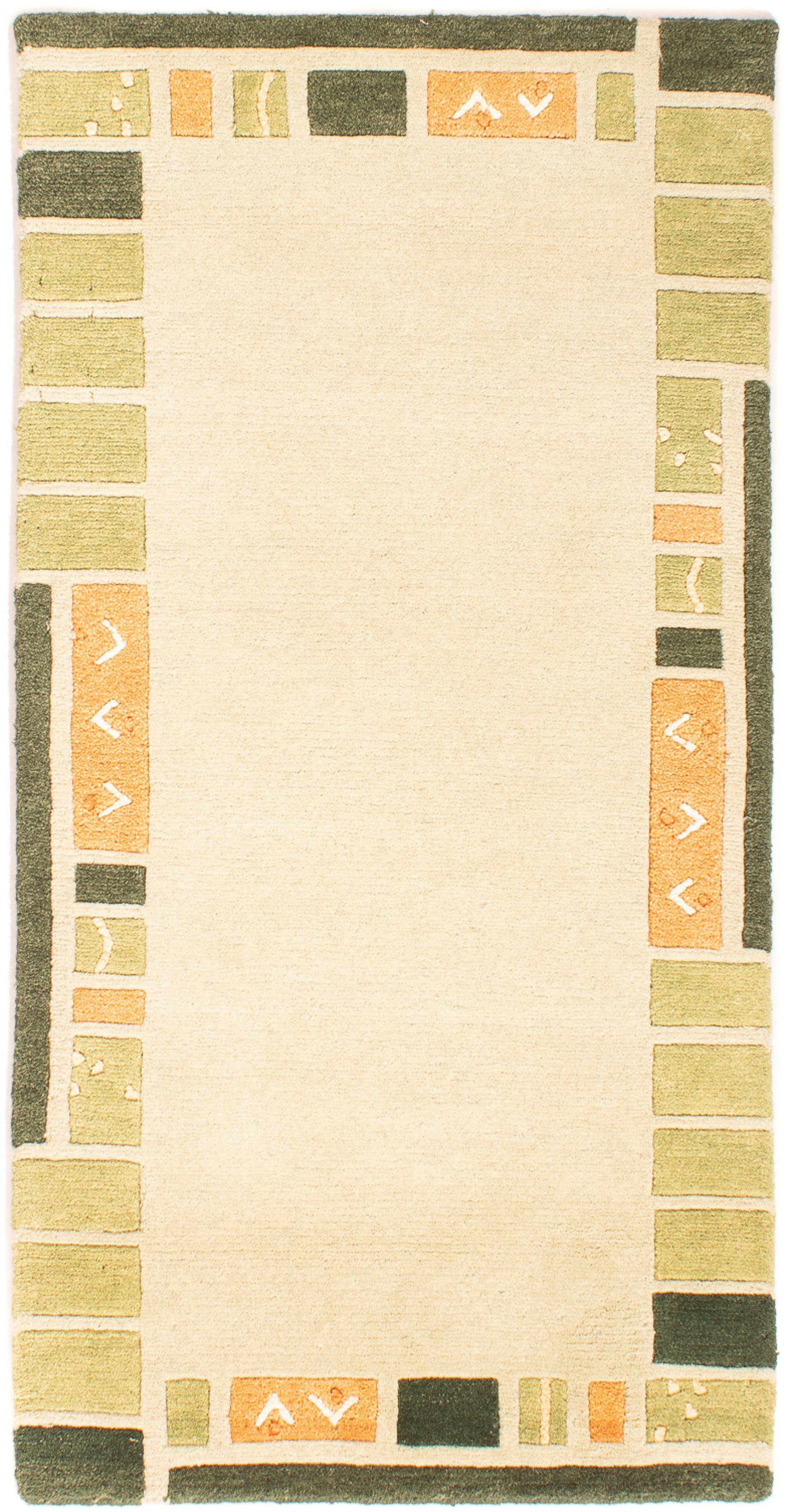 Wollteppich cm x 18 rechteckig, mit Höhe: 140 morgenland, - mm, beige, Nepal Wohnzimmer, 70 - Handgeknüpft, Einzelstück Zertifikat