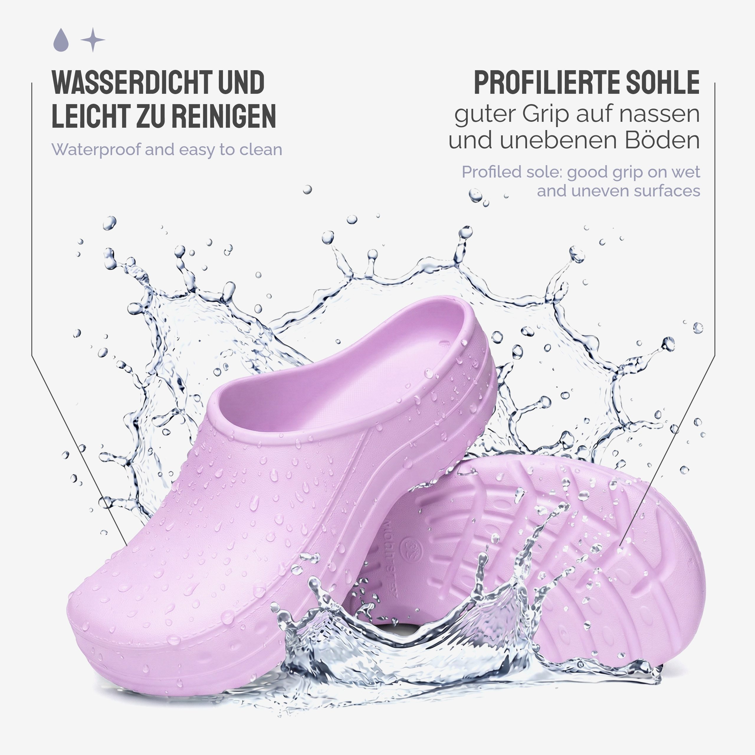 Ladeheid Gartenclogs für Damen Ultraleicht EVA Gartenschuhe LA-CA-25 Clog (38 EU, Helllila) Wasserdicht & Flexibel – Bild 3 von 5