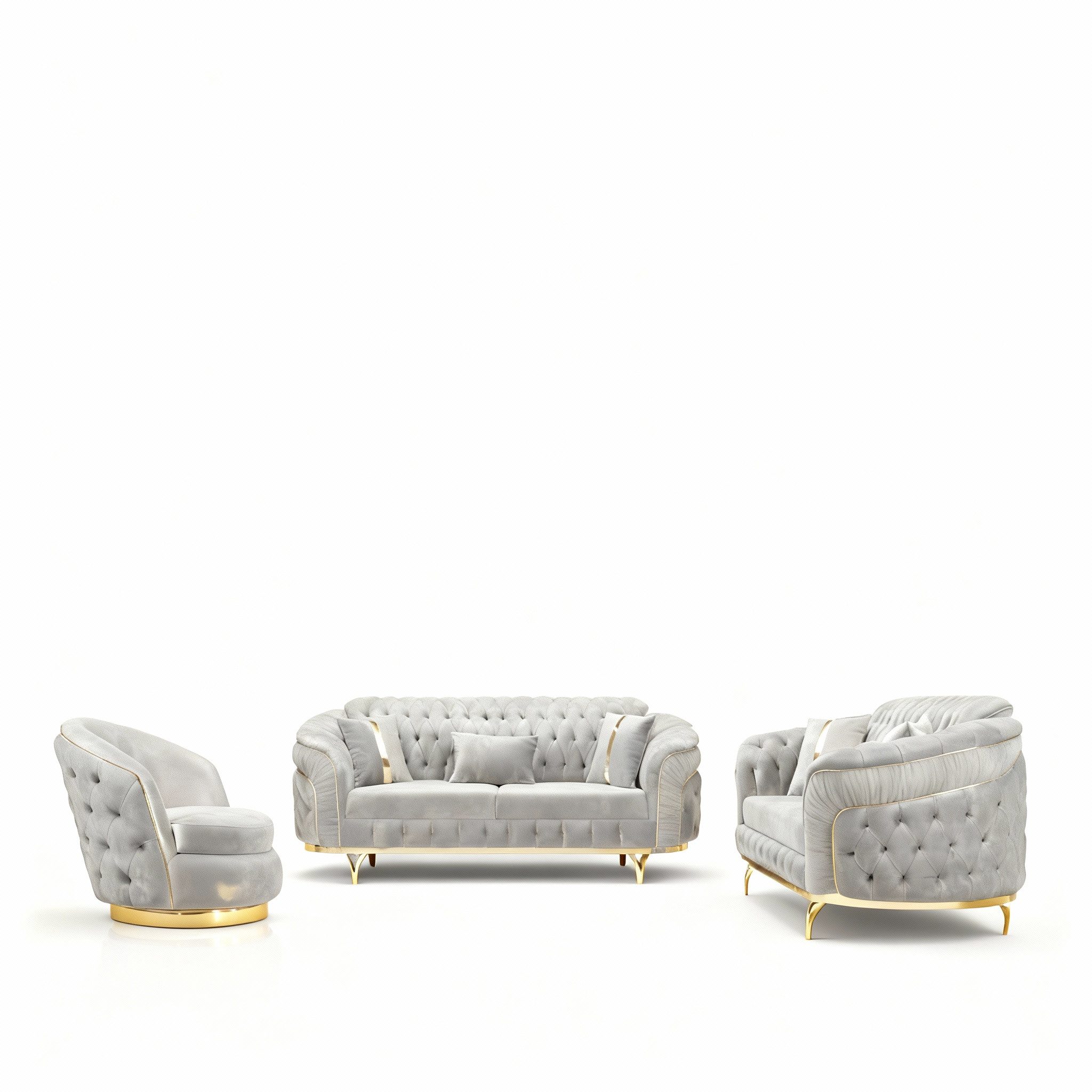 Palms-Store Sofa -Set MIRAY mit Knopfheftung in 5 edlen Farbvarianten, 3-Sitzer + 3-Sitzer + Sessel, 3-Sitzer mit Schlaffunktion