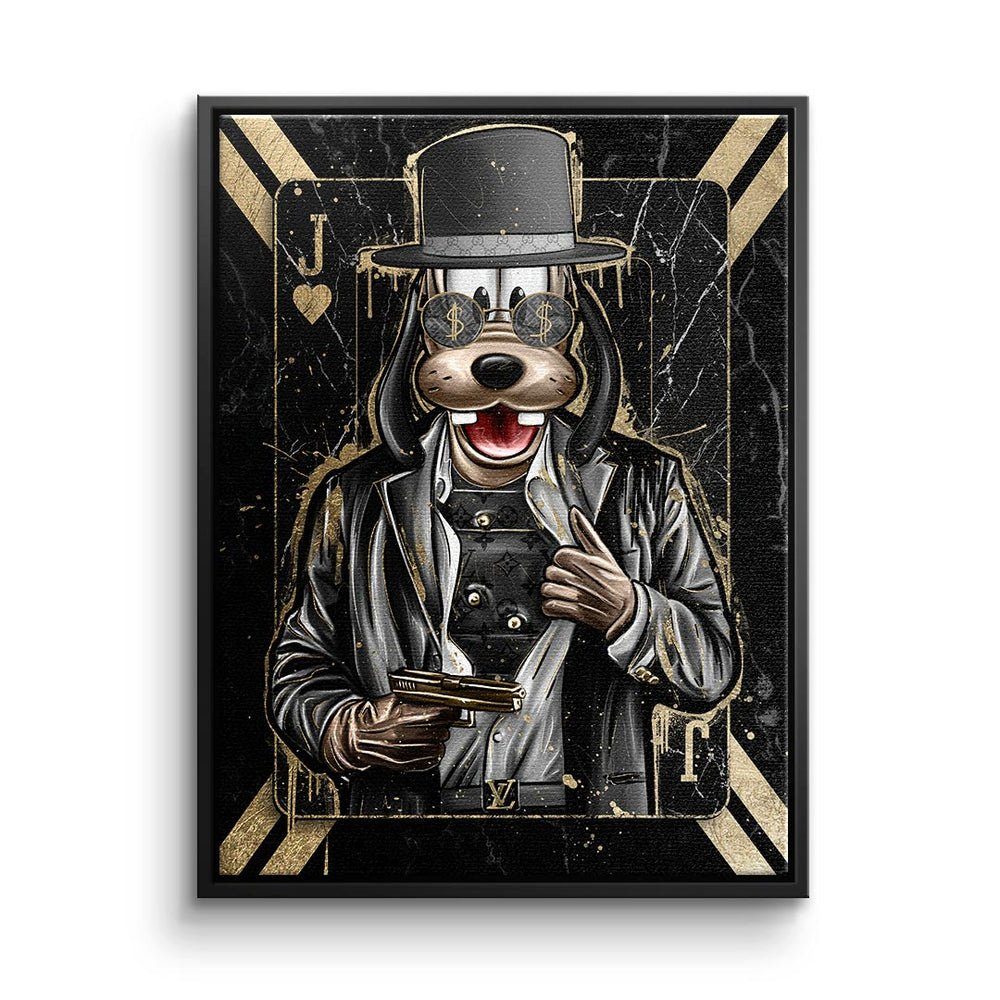 DOTCOMCANVAS® Leinwandbild, Premium Leinwandbild - Pop Art - Gangster King - Comic - Hustle schwarzer Rahmen