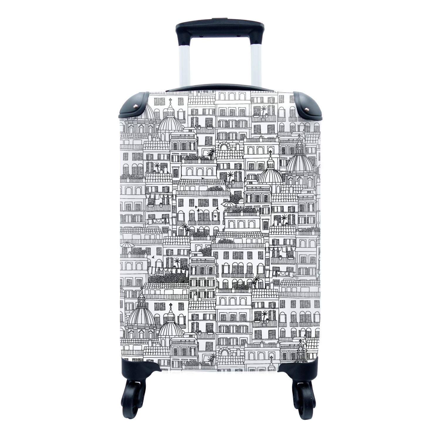 MuchoWow Handgepäckkoffer Muster - Italien - Haus, 4 Rollen, Reisetasche mit rollen, Handgepäck für Ferien, Trolley, Reisekoffer
