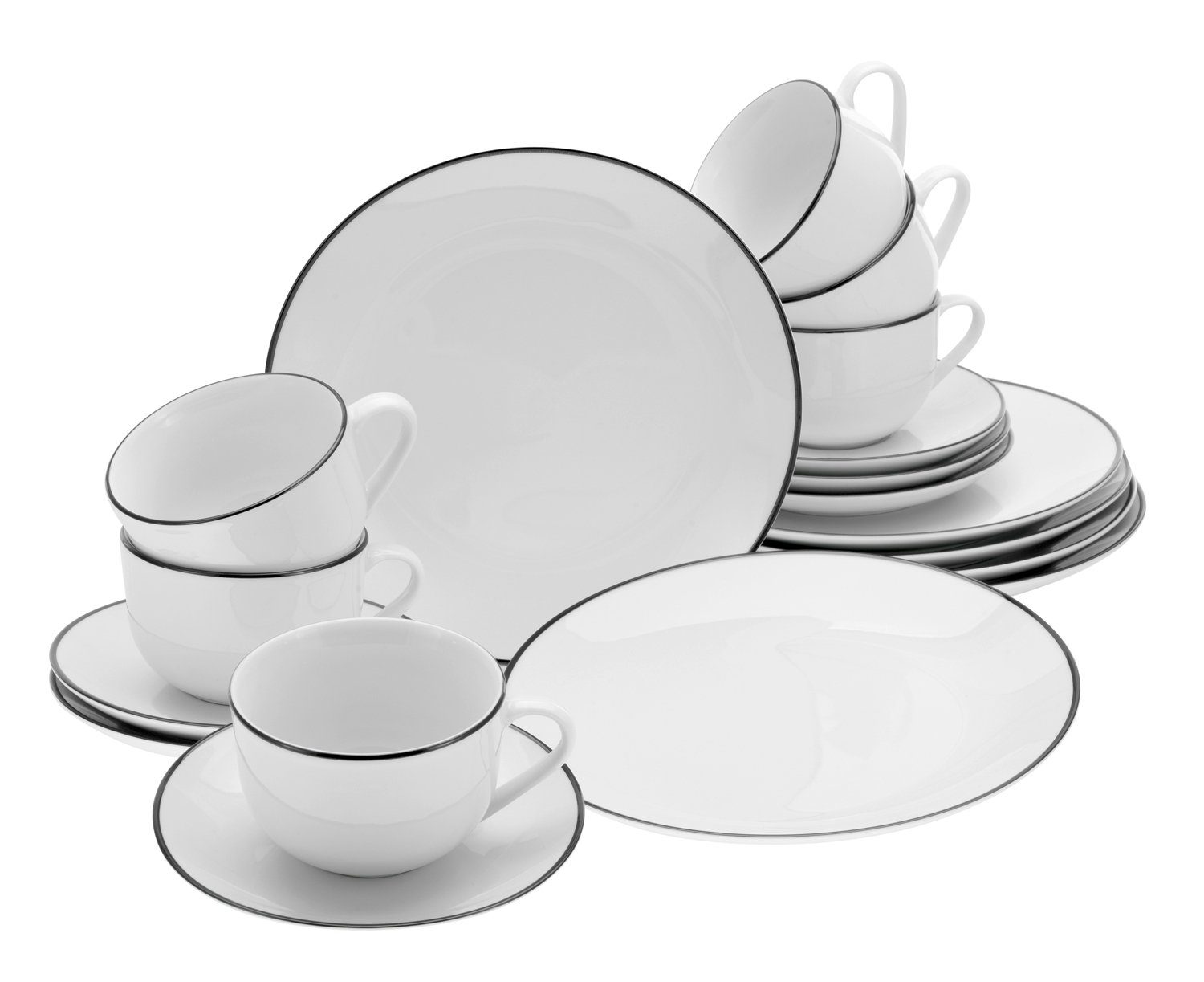 CreaTable Kaffeeservice Kaffeeservice 18 tlg., Weiß, Porzellan, Porzellan