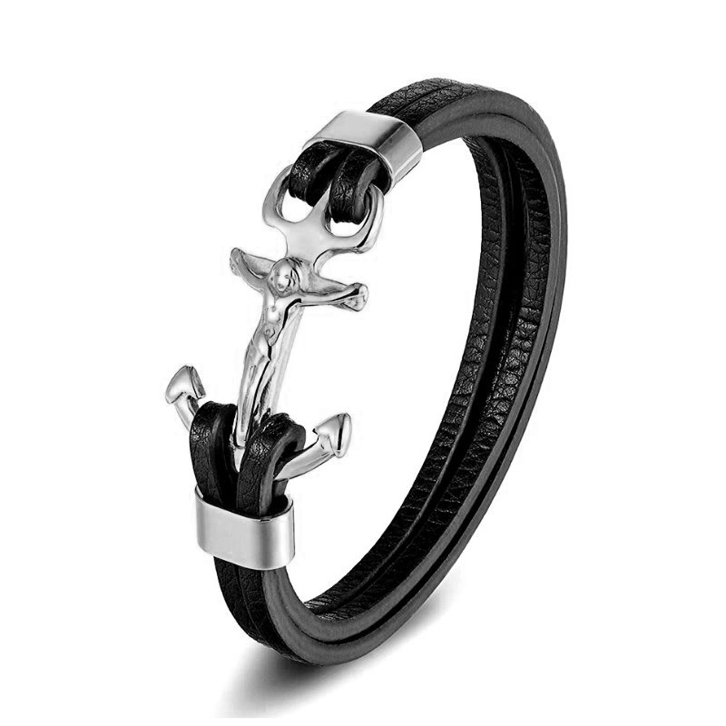 UNIQAL.de Lederarmband Lederarmband Herren mit Kreuz günstig online kaufen