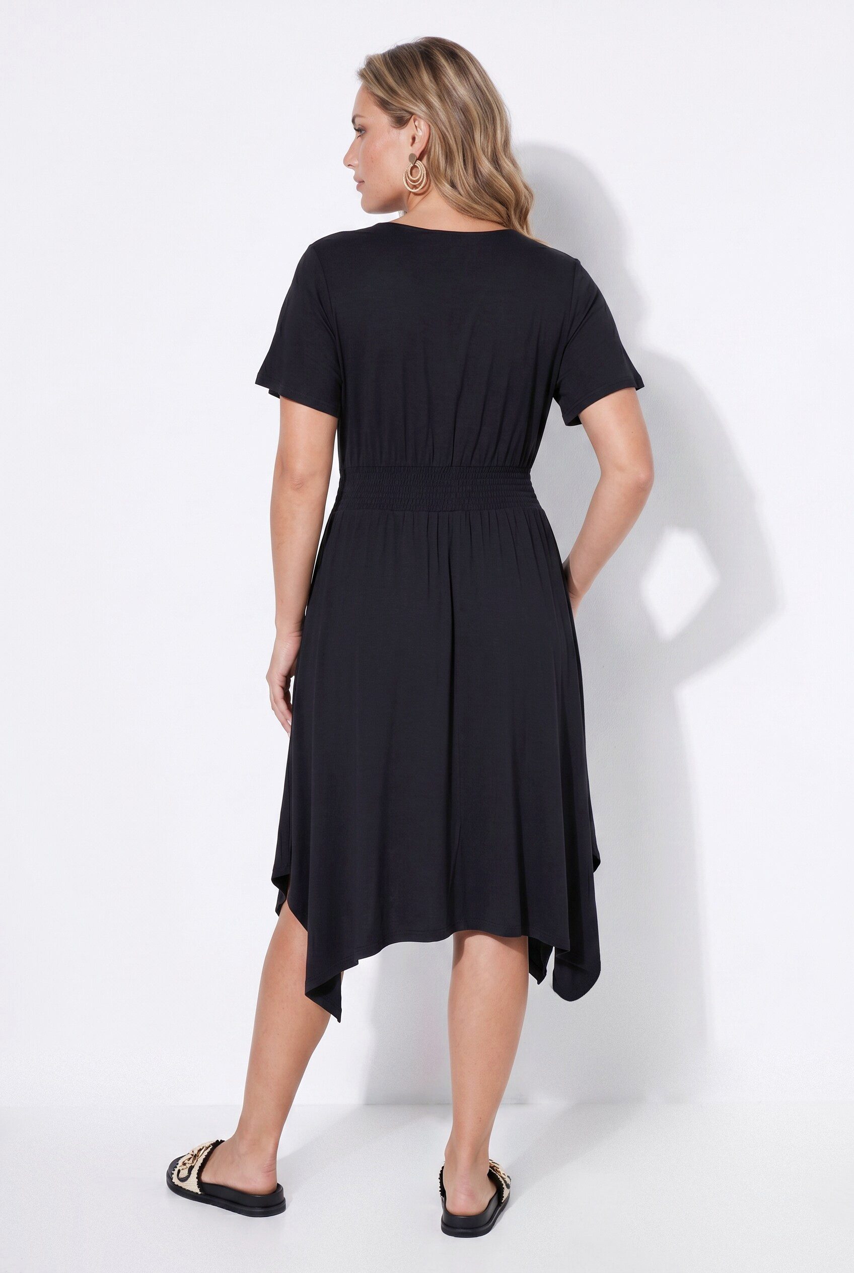 Angel of Style Jerseykleid Midi-Jerseykleid A-Linie Zipfelsaum Flügelärmel