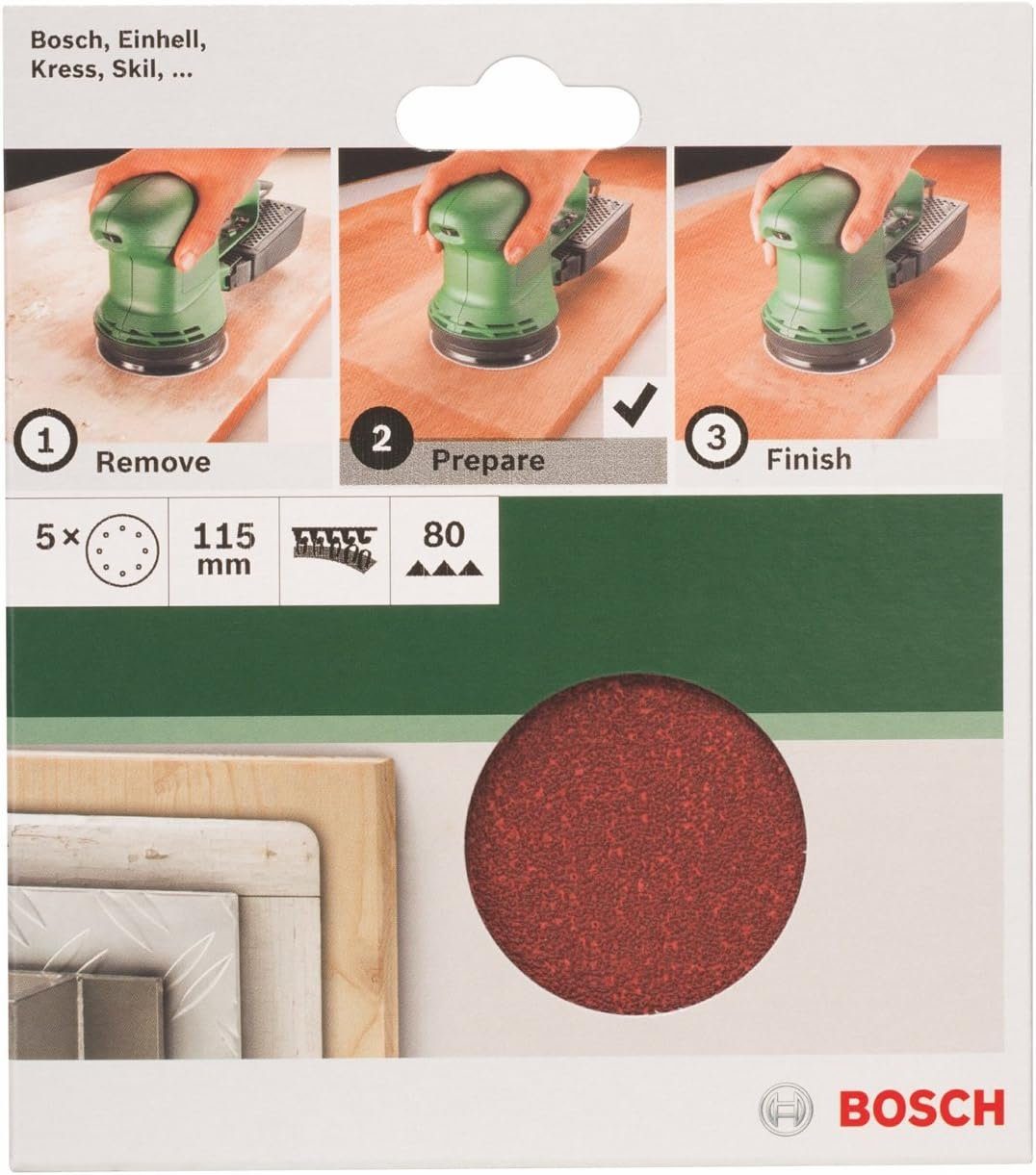 Schleifpapier 5 tlg. Schleifblatt Set Ø 115 mm, Körnung P 80 Exzenterschleifer
