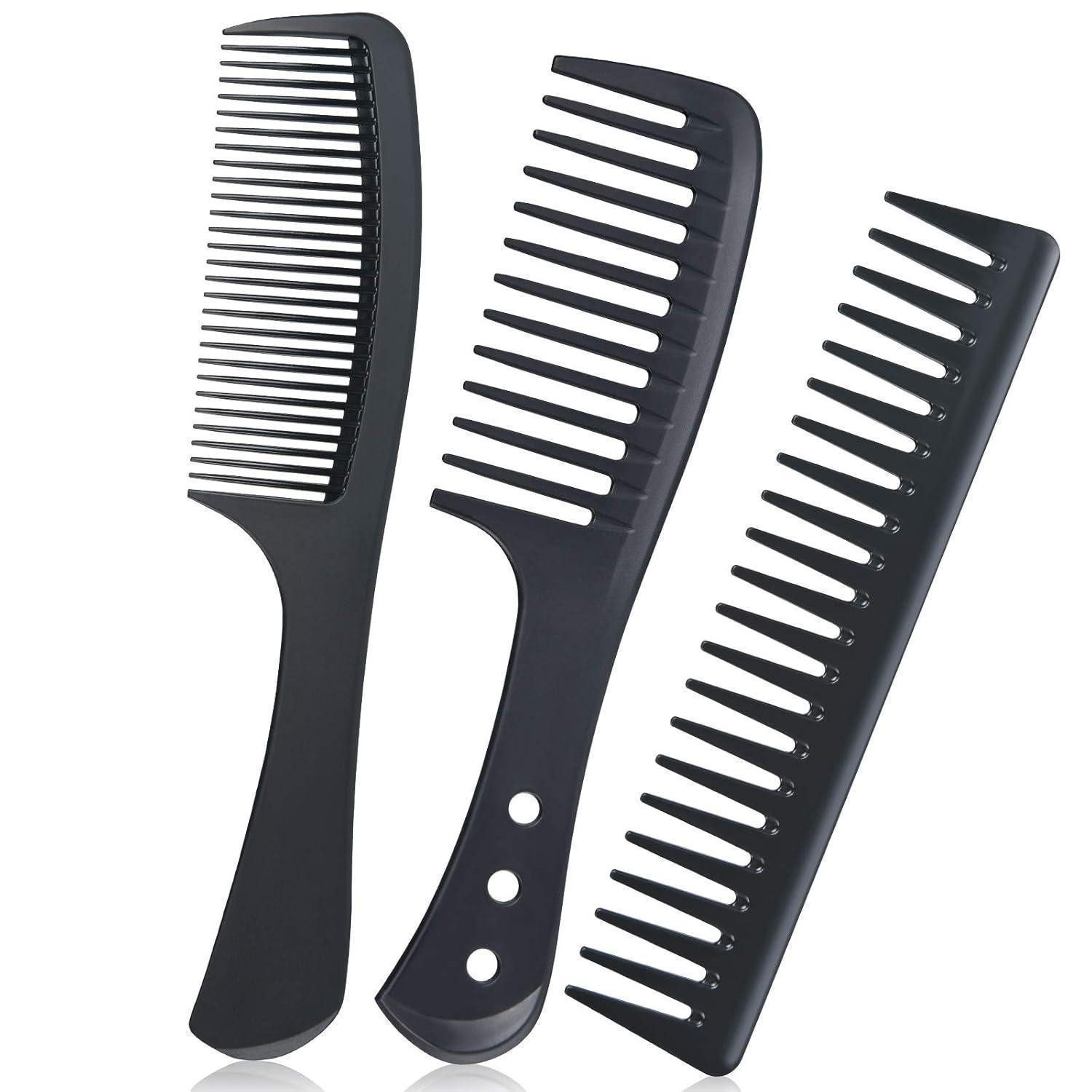 LuxusKollektion Haarkamm Breiter Zahnkamm Set 3PCS Friseur Barbier Haarstyling Salon Lockenkamm