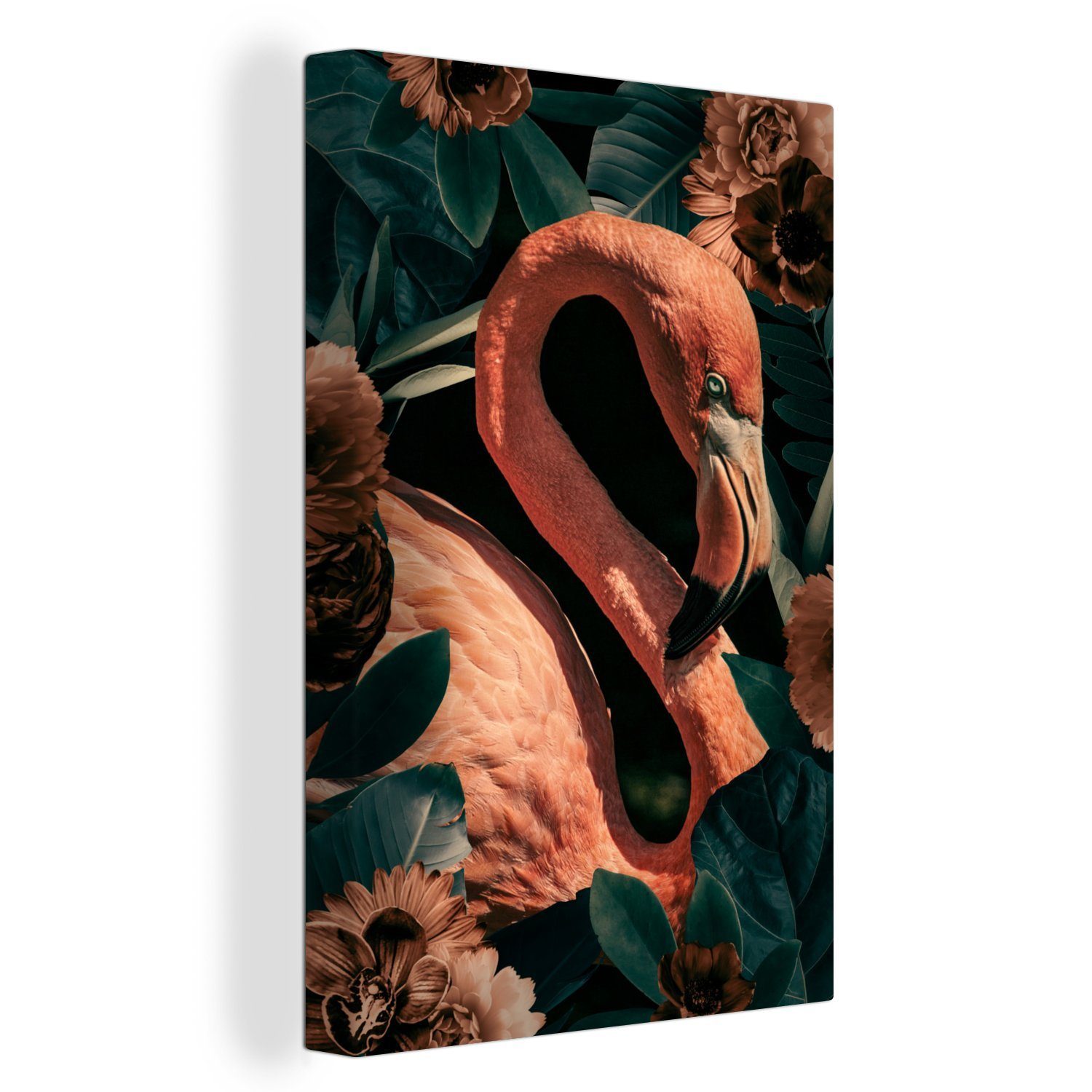 OneMillionCanvasses® Leinwandbild Porträt - Blumen - Flamingo, (1 St),  Leinwandbild fertig bespannt inkl. Zackenaufhänger, Gemälde, 20x30 cm