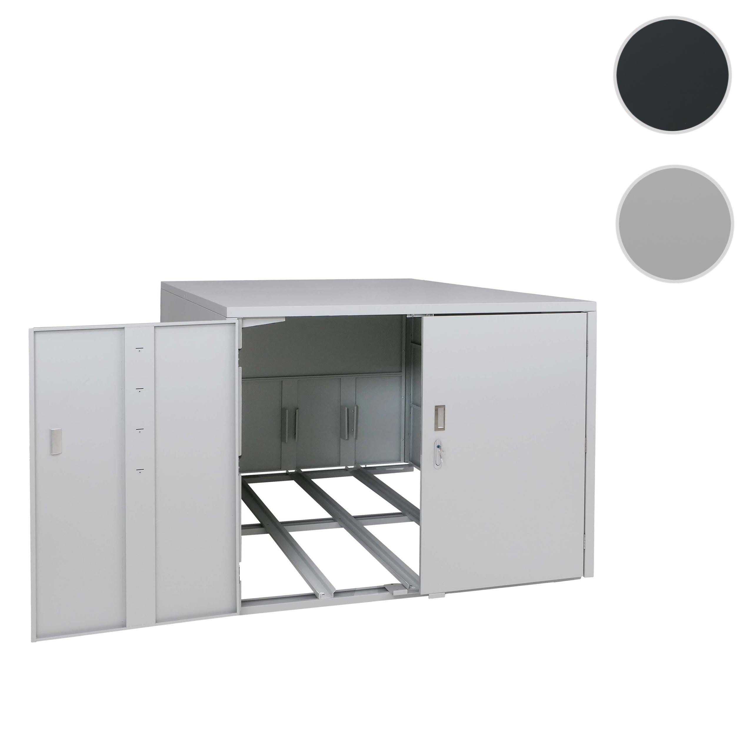 MCW Fahrradbox MCW-P93-3 (1 St), Abschließbar, 2 Schienen für die Fahrräder, Bodenbefestigung möglich