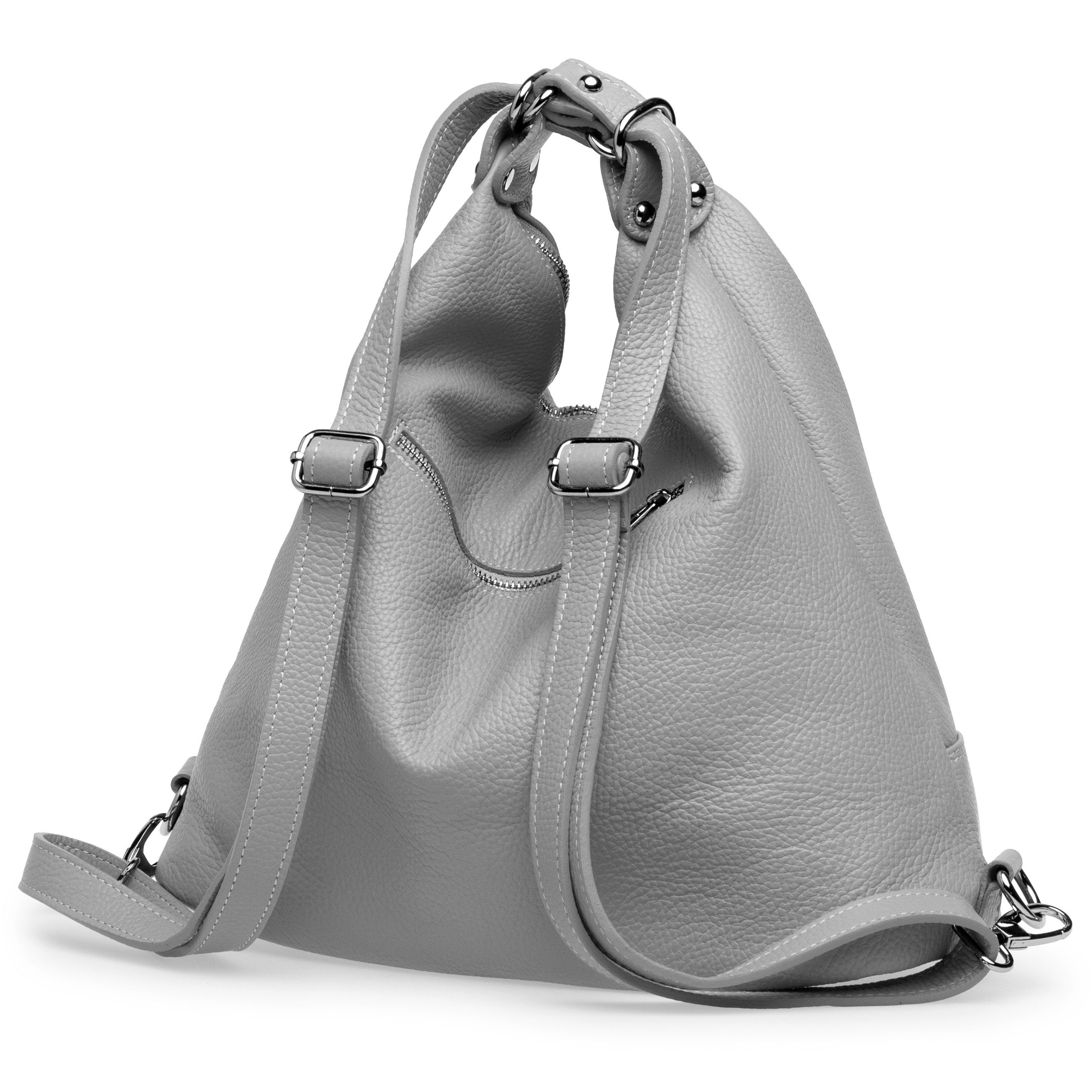 Caspar Schultertasche 2 in 1 Rucksack Damen Leder Tasche - PREMIUM LINE - Modell No.796, Casual, robust & unempfindlich - 100% Echtleder - Handmade in Italy