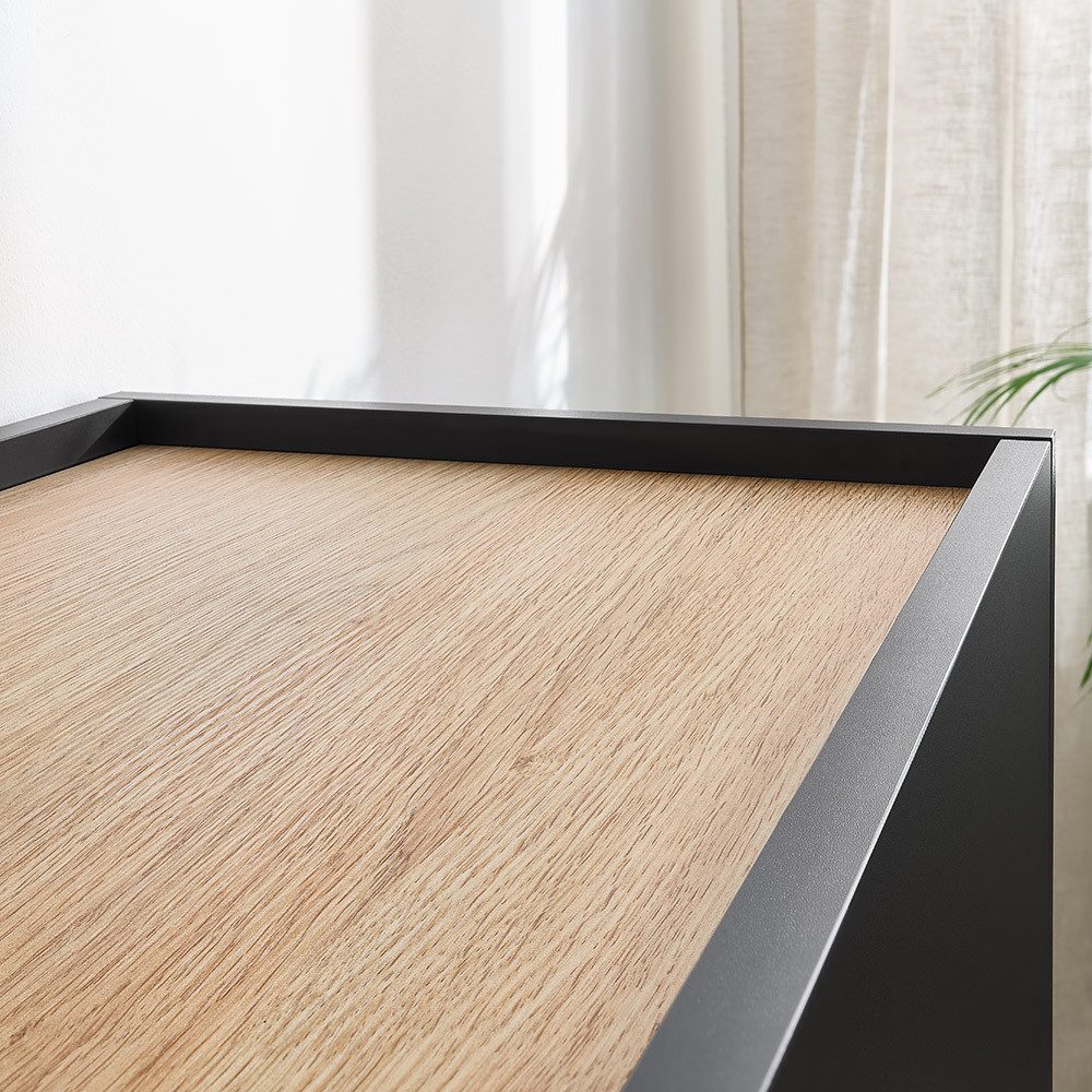 Lomadox Lowboard DELFT-141, in schwarz und Eiche, 120 cm breit, grifflos günstig online kaufen