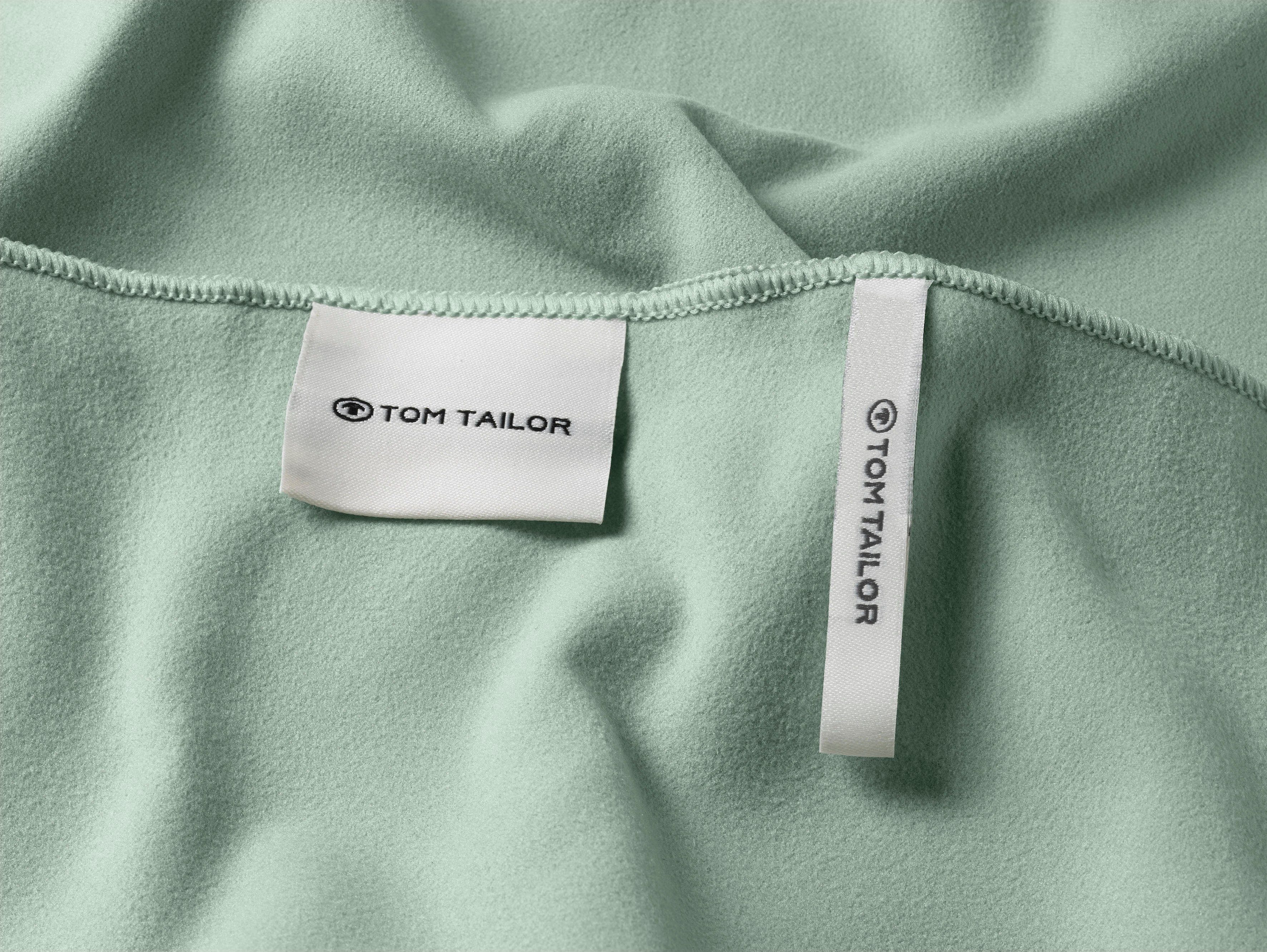 TOM TAILOR feinfädige, schnell Ware trocknend, green weiche fog HOME Duschtuch dünne, mit Qualität, Logo gewebte (1-St), uni, Fitness