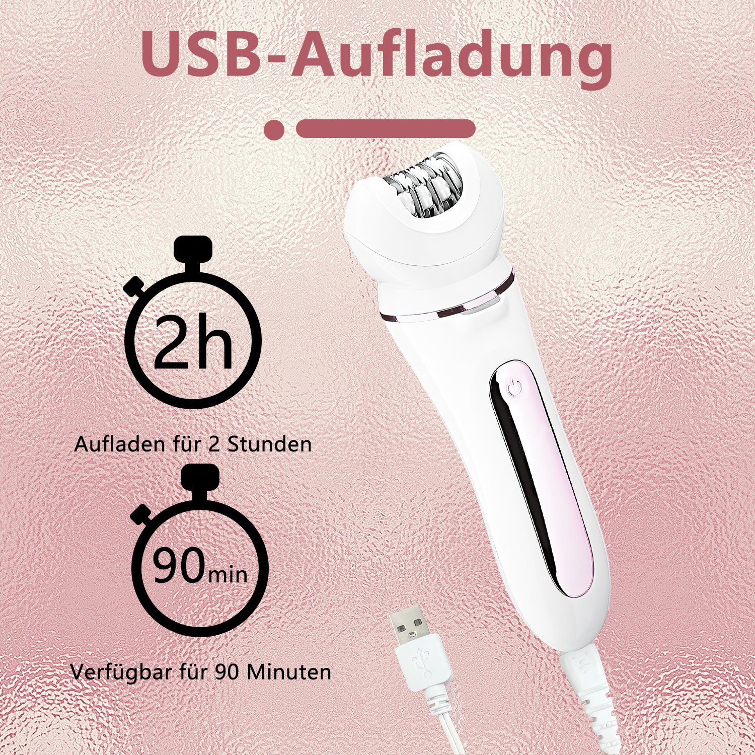 JOEAIS Körperrasierer Damenrasierer Elektrisch 5-In-1 Intimrasierer für  Frauen USB, 4 Aufsätze IPX6 Wasserdichten, Aufladung Haartrimmer für  Gesicht Nase Achseln Intimbereich Bikinizone, Elektrischer Ladyshaver  Schmerzfreier Intimrasierer für Frauen