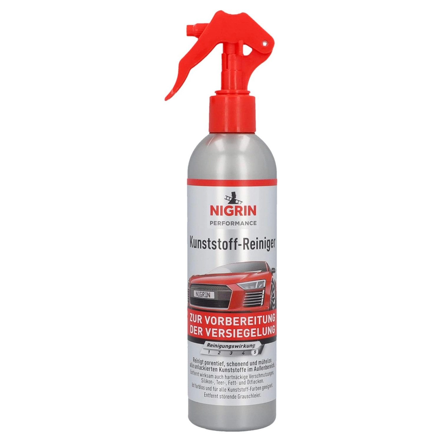 NIGRIN Performance Kunststoff-Reiniger Spray 300ml Kunststoffreiniger (1-St. 1x 300ml Sprühflasche Spray Reinigung Tiefen-Pflege Auto Vinyl Gummi Kunststoffe Werterhalt)