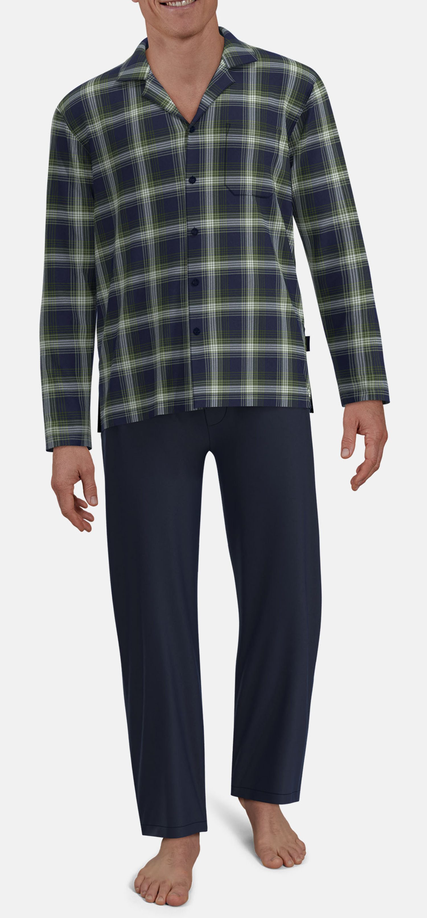 CECEBA Schlafanzug Herren Flanell Pyjama geknöpft günstig online kaufen