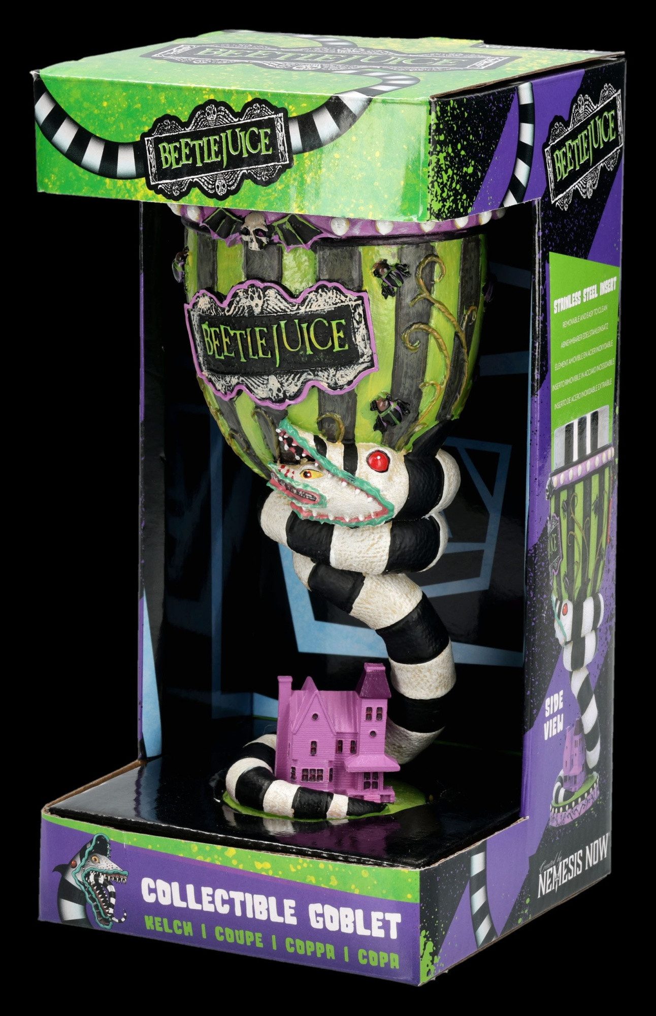 Figuren Shop GmbH Becher Beetlejuice Tasse – Horror Kelch Sandwurm Weinkelch Film Sammler 20 cm, Kunststein (Polyresin), Edelstahl