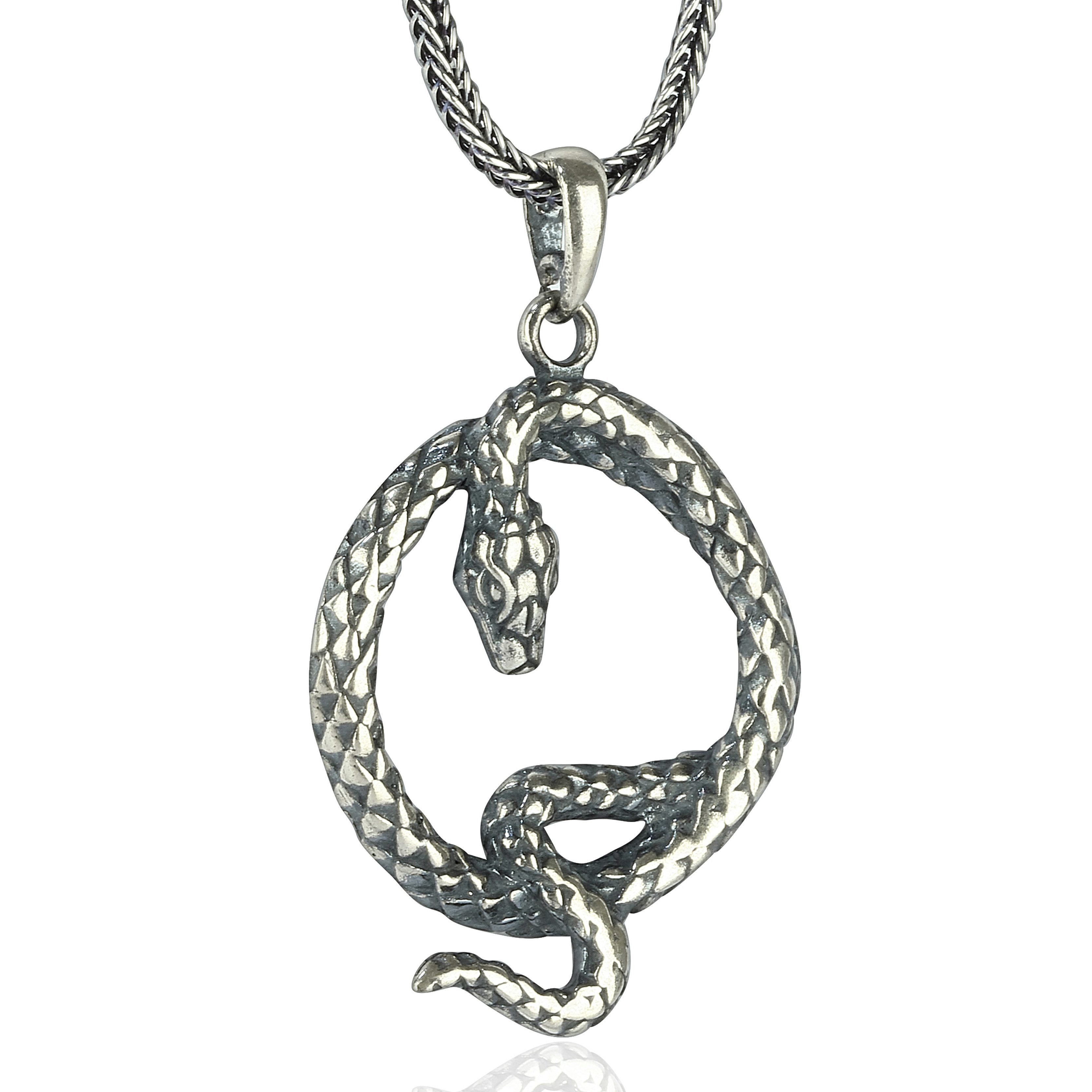 NAHLE Kette mit Anhänger Silber Schlange Talisman Kobra 925 Silber Kette (2-tlg., inklusive Schmuckbox)