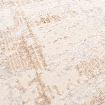 Teppich Moderner glänzender Wohnzimmer-Teppich in gold-weiß, TeppichHome24, rechteckig, Höhe: 5 mm