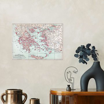 Posterlounge Wandfolie Granger Collection, Karte vom antiken Griechenland (Englisch), Wohnzimmer Illustration