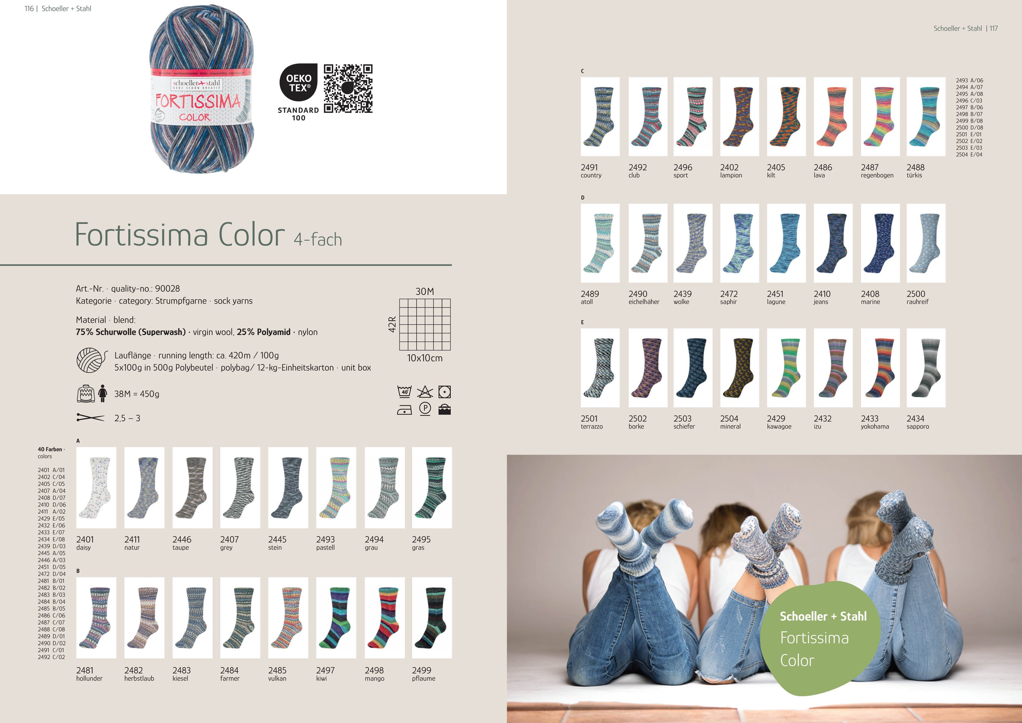 Schoeller + Stahl Fortissima Socka 4-fach Color Häkelwolle, 420 m, pflegeleicht, formstabil und hoher Tragekomfort
