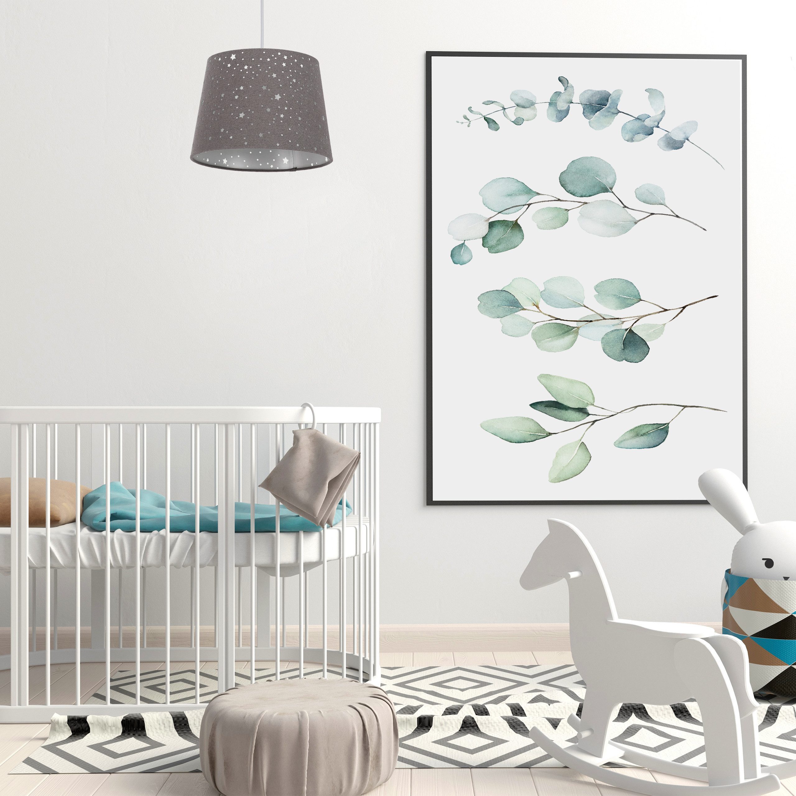 relaxdays Hängeleuchte Kinderzimmerlampe Sterne, Grau günstig online kaufen
