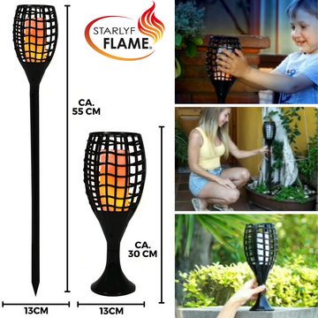 Starlyf LED Solarleuchte Flame, Solar, LED fest integriert, Warmweiß, Deko Feuer Fackel für den Garten & Außenbereich