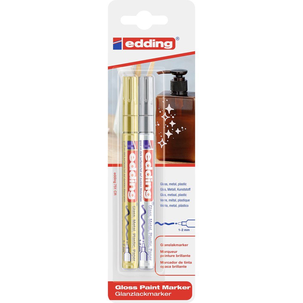 edding Lackmarker Edding 751 4-751-2-1-53-54 Lackmarker Gold, Silber 1 mm, 2 mm